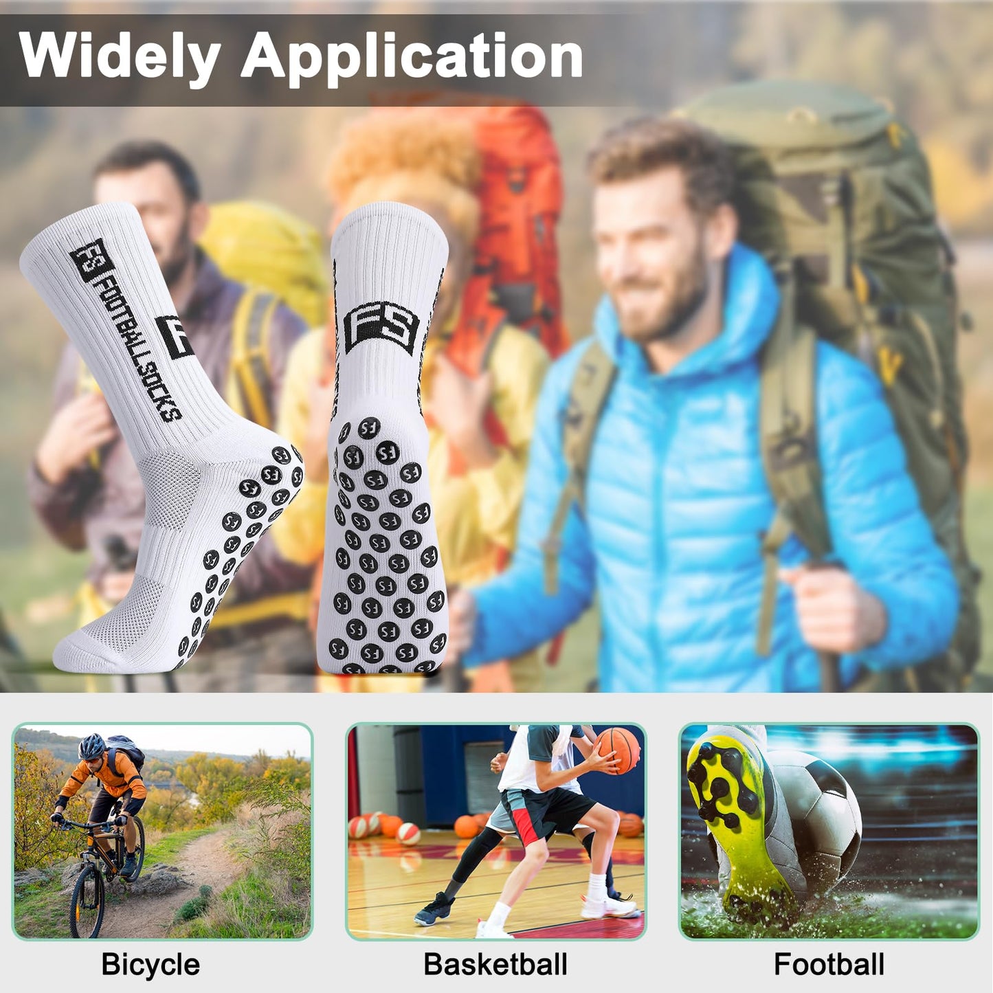 Apricitie 6 Paare Fußball Socken,Sportsocken 39-46 Anti Rutsch Grip Fussball Socken Rutschfeste Fußballsocken für Herren Damen Fussball Basketball Laufen Radfahren