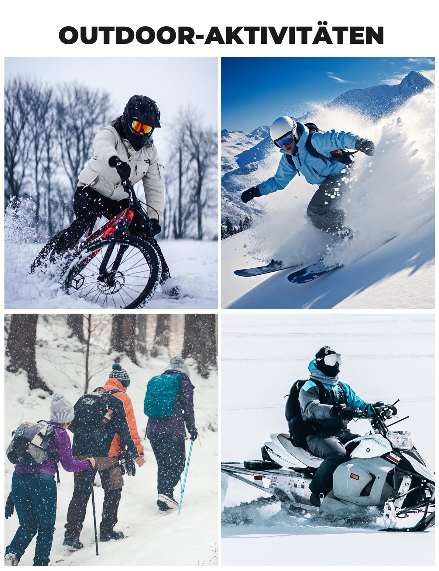 ROCKBROS Sturmhaube Balaclava Skimaske Winddicht Warm für Fahrrad Ski Motorrad Winter Unisex Einheitsgröße