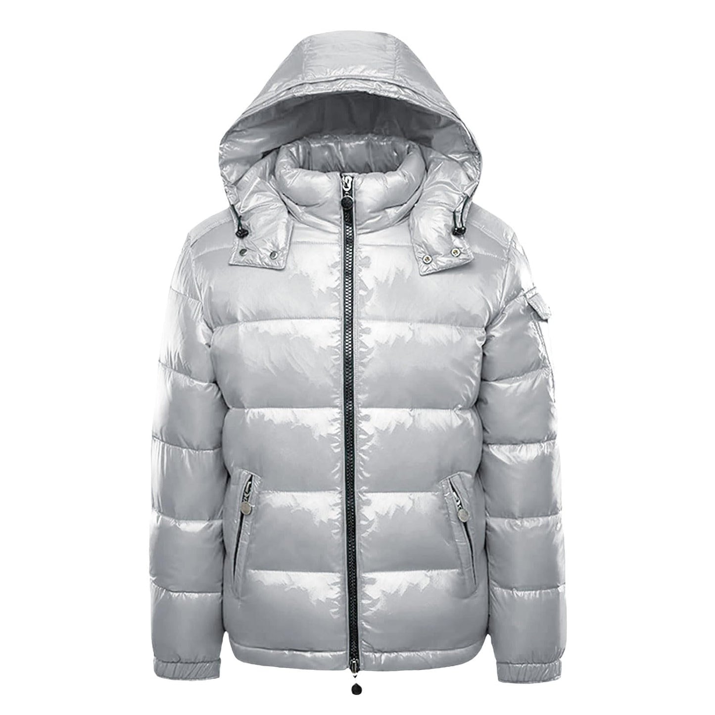 Generisch Daunenjacke Herren Männer Warme Daunenjacken Reflektierende Jack Metall Glänzende Windjacke Parka Steppjacke Herren Einfarbig Winter Schnee Unten Jacken Glänzende Daunenjacke Herren