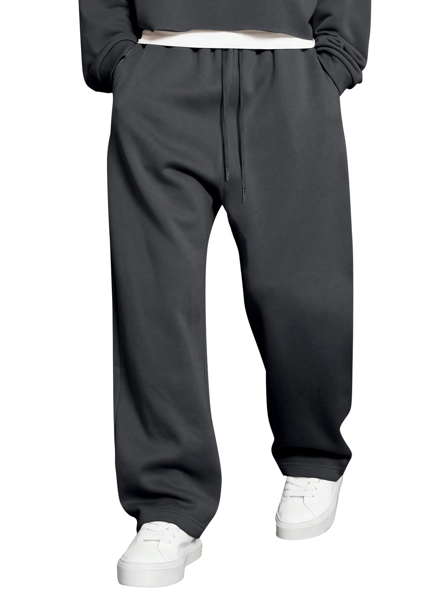 JMIERR Herren Casual Baggy Hosen Breite Beine Lounge Workout Gym Reise Sweatpants mit Taschen S-3XL