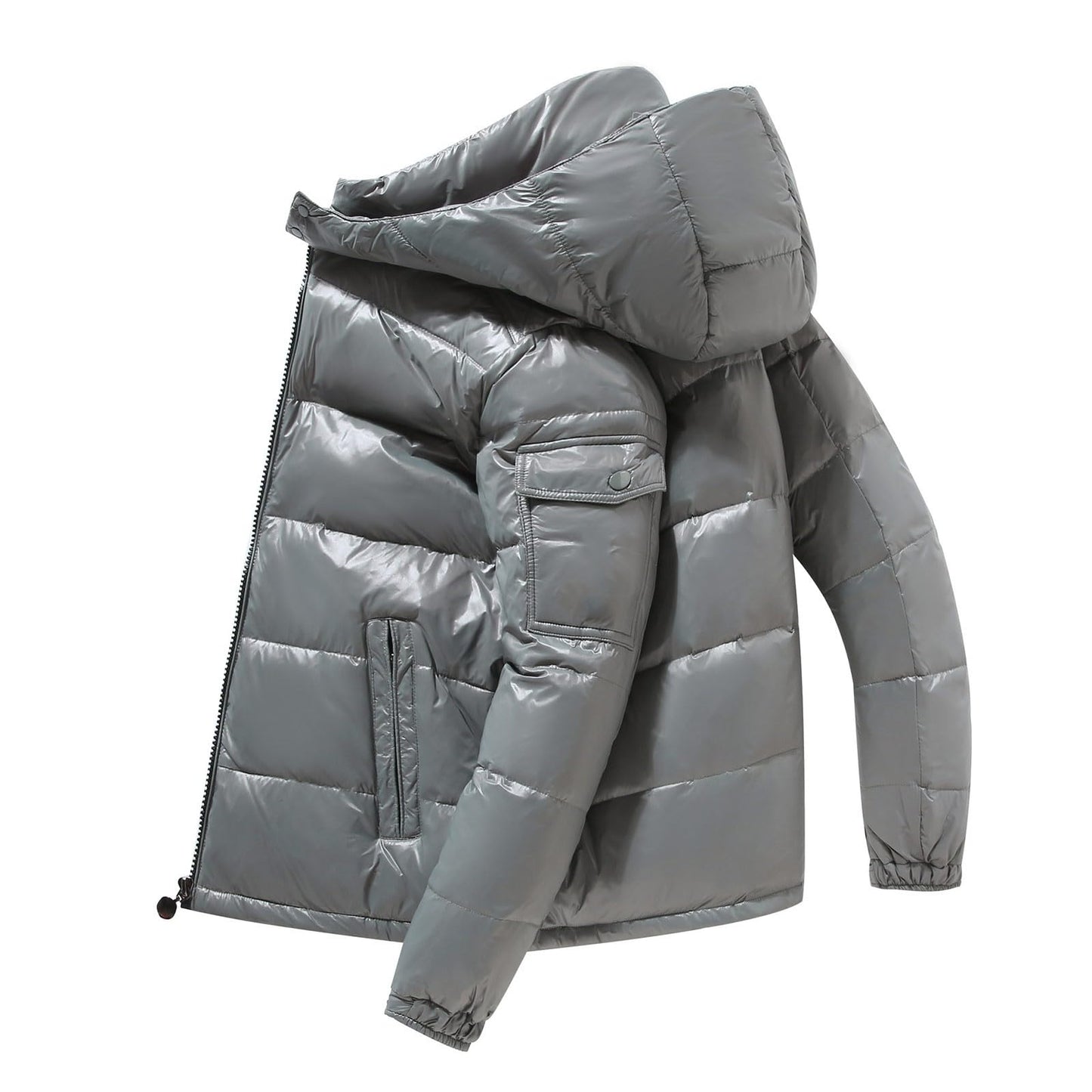 Generisch Daunenjacke Herren Männer Warme Daunenjacken Reflektierende Jack Metall Glänzende Windjacke Parka Steppjacke Herren Einfarbig Winter Schnee Unten Jacken Glänzende Daunenjacke Herren