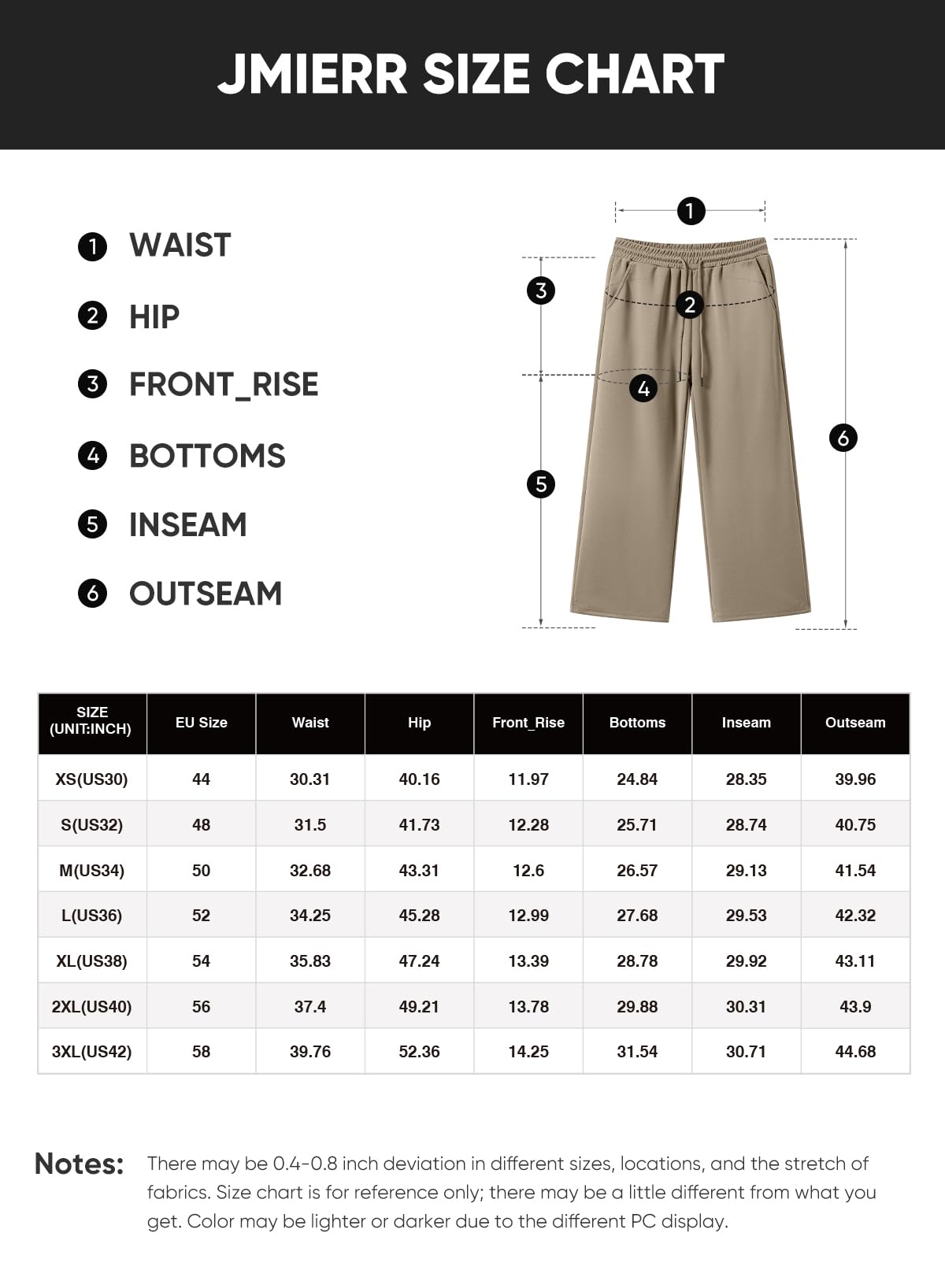 JMIERR Herren Casual Baggy Hosen Breite Beine Lounge Workout Gym Reise Sweatpants mit Taschen S-3XL