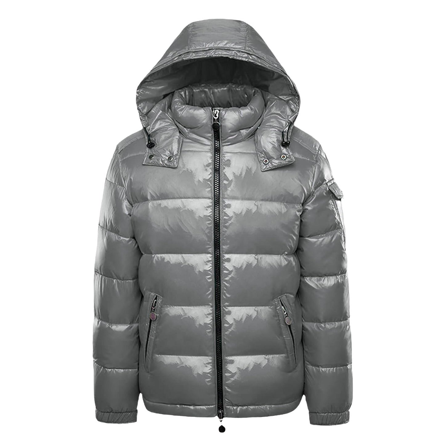 Generisch Daunenjacke Herren Männer Warme Daunenjacken Reflektierende Jack Metall Glänzende Windjacke Parka Steppjacke Herren Einfarbig Winter Schnee Unten Jacken Glänzende Daunenjacke Herren