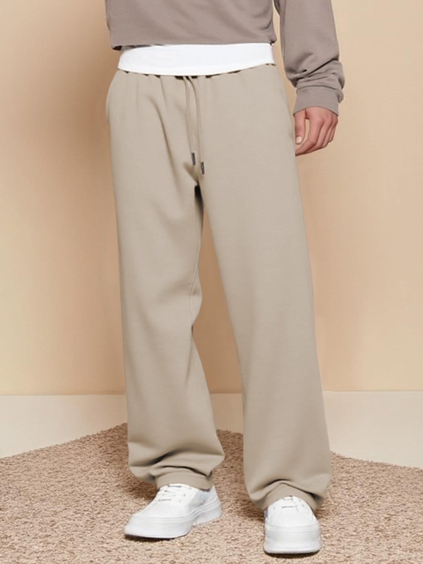 JMIERR Herren Casual Baggy Hosen Breite Beine Lounge Workout Gym Reise Sweatpants mit Taschen S-3XL