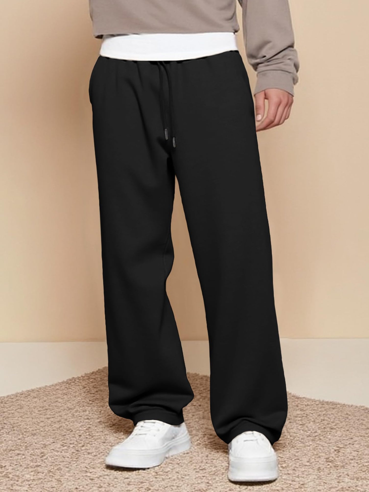 JMIERR Herren Casual Baggy Hosen Breite Beine Lounge Workout Gym Reise Sweatpants mit Taschen S-3XL