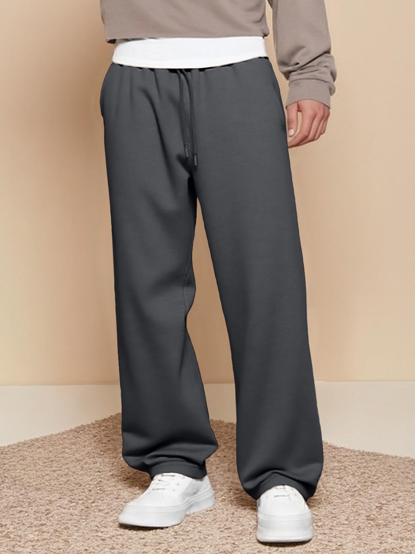 JMIERR Herren Casual Baggy Hosen Breite Beine Lounge Workout Gym Reise Sweatpants mit Taschen S-3XL