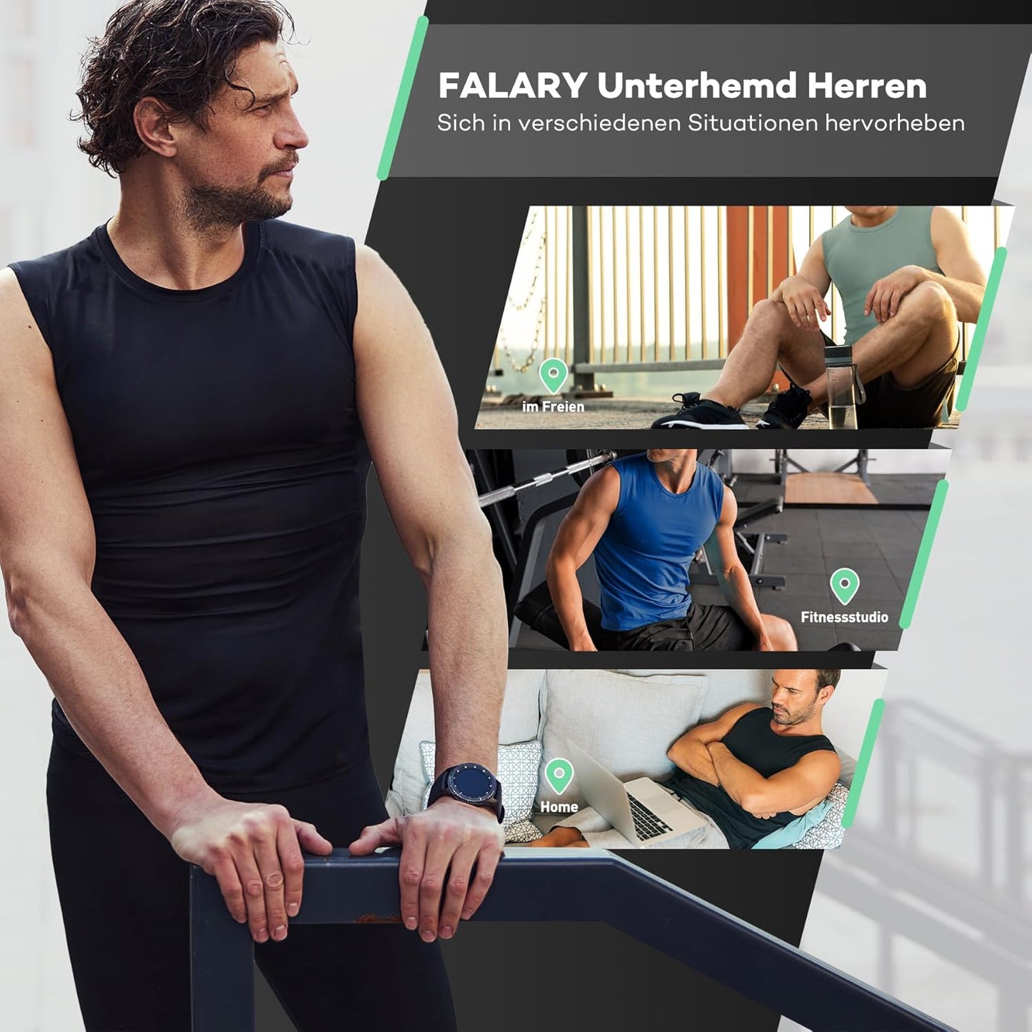 FALARY 3er Pack Unterhemd Herren gekämmte Baumwolle Tank Top Herren Unterhemden Mehrfarbig