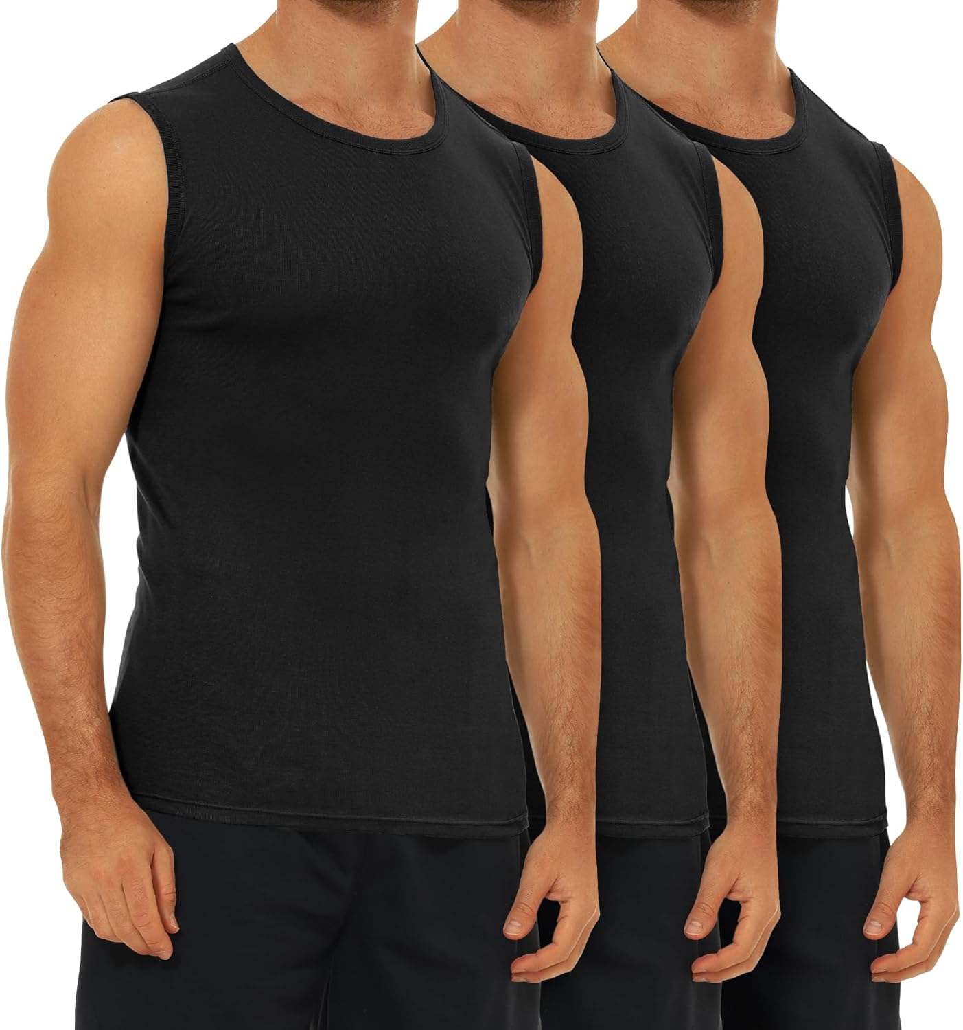FALARY 3er Pack Unterhemd Herren gekämmte Baumwolle Tank Top Herren Unterhemden Mehrfarbig