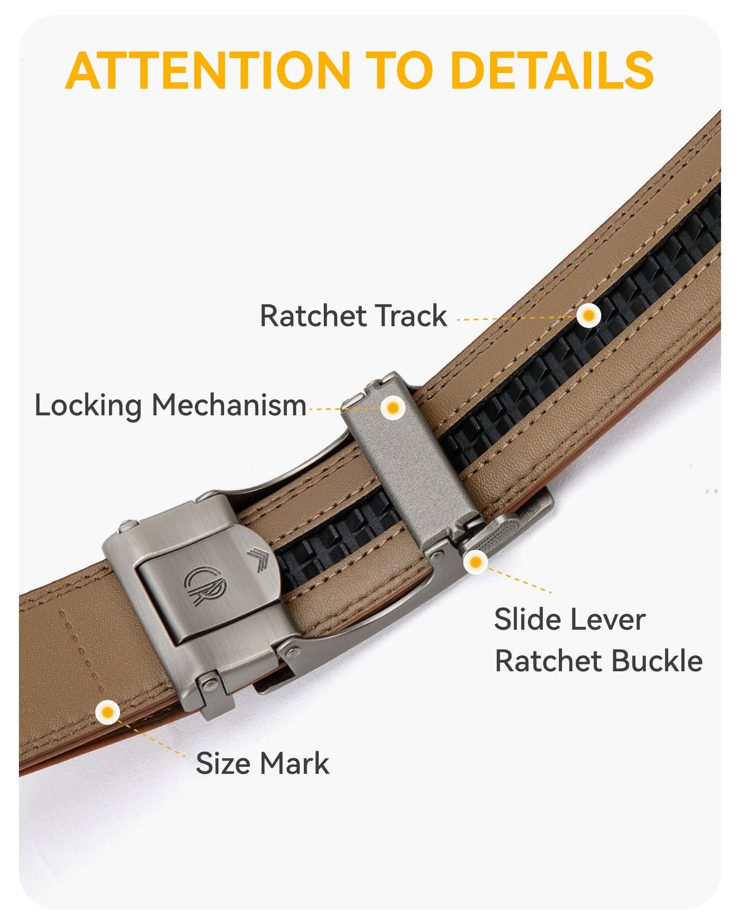 CHAOREN Gürtel Herren, Automatik Ledergürtel Herren Ratsche für Business Anzug, 35mm Gürtel ohne Löcher, Größe Angepasst