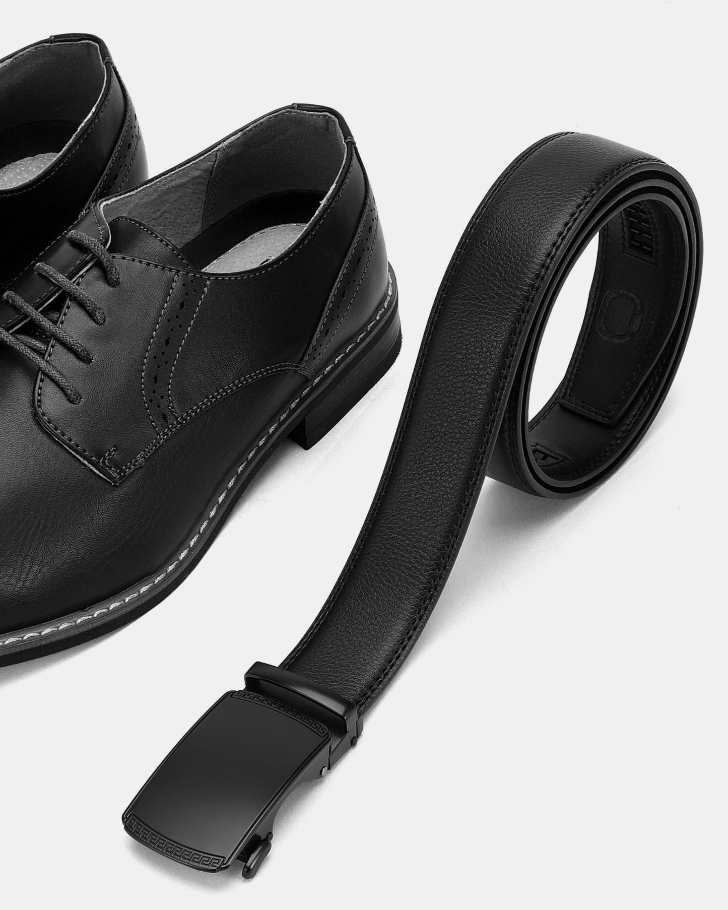 CHAOREN Gürtel Herren, Automatik Ledergürtel Herren Ratsche für Business Anzug, 35mm Gürtel ohne Löcher, Größe Angepasst