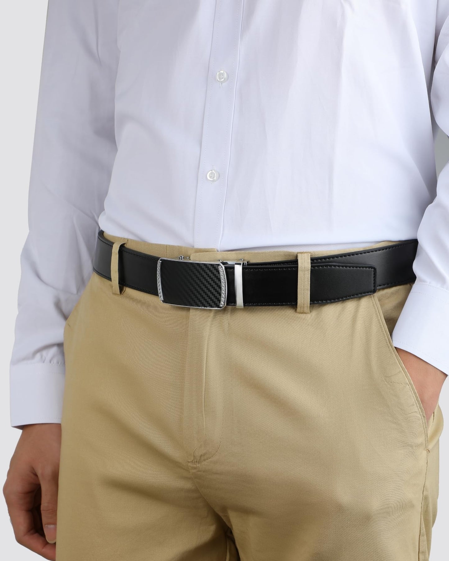 CHAOREN Gürtel Herren, Automatik Ledergürtel Herren Ratsche für Business Anzug, 35mm Gürtel ohne Löcher, Größe Angepasst