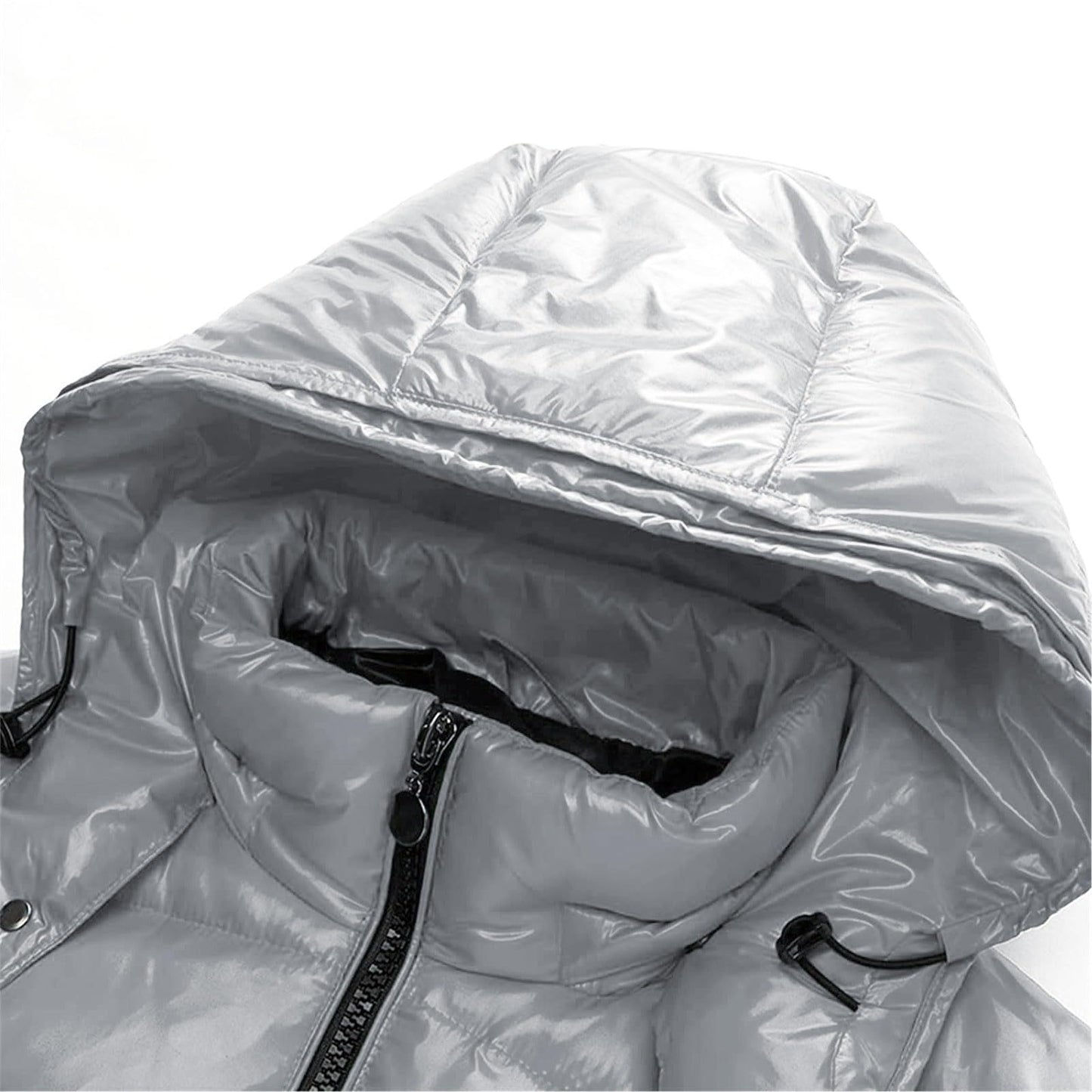 Generisch Daunenjacke Herren Männer Warme Daunenjacken Reflektierende Jack Metall Glänzende Windjacke Parka Steppjacke Herren Einfarbig Winter Schnee Unten Jacken Glänzende Daunenjacke Herren