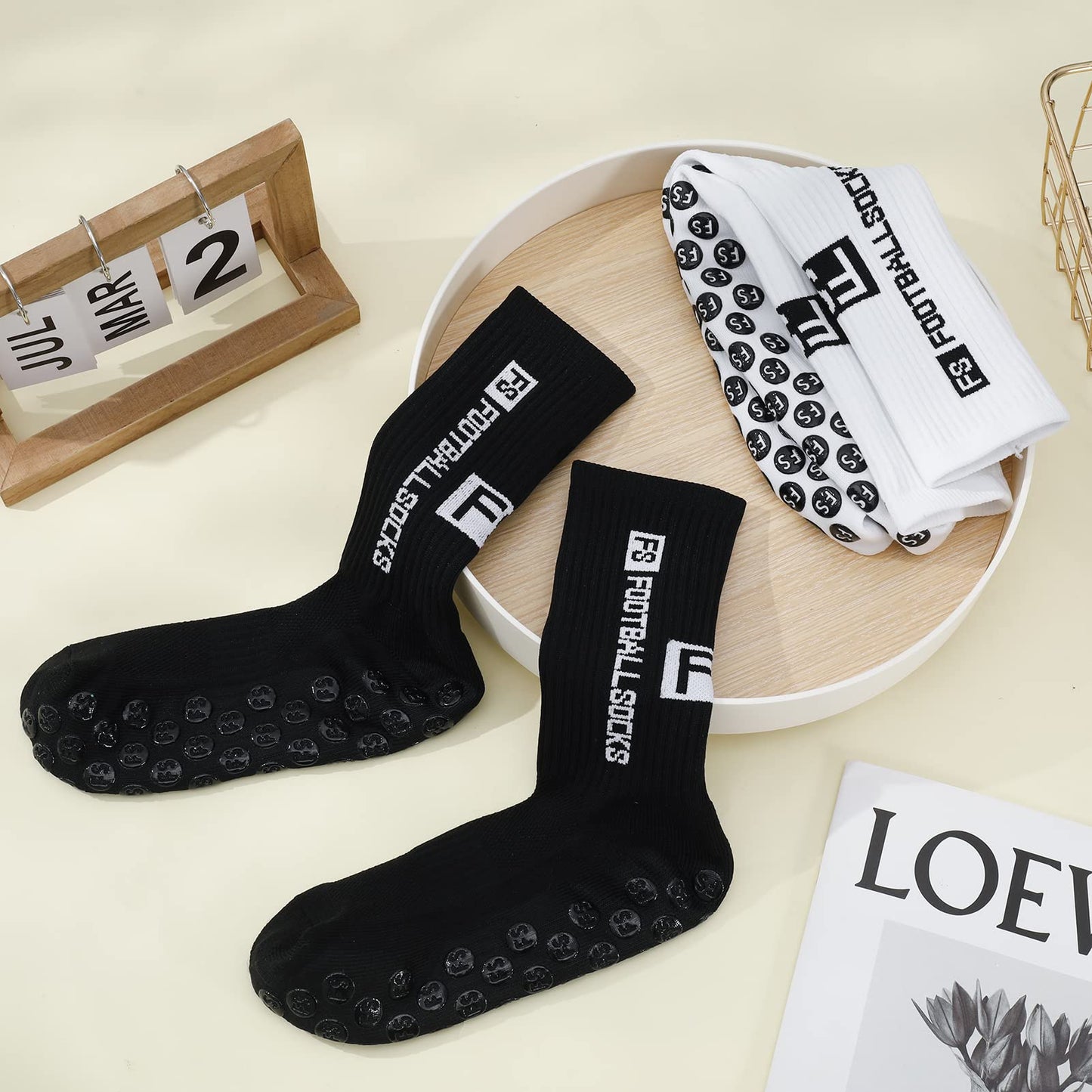 Apricitie 6 Paare Fußball Socken,Sportsocken 39-46 Anti Rutsch Grip Fussball Socken Rutschfeste Fußballsocken für Herren Damen Fussball Basketball Laufen Radfahren