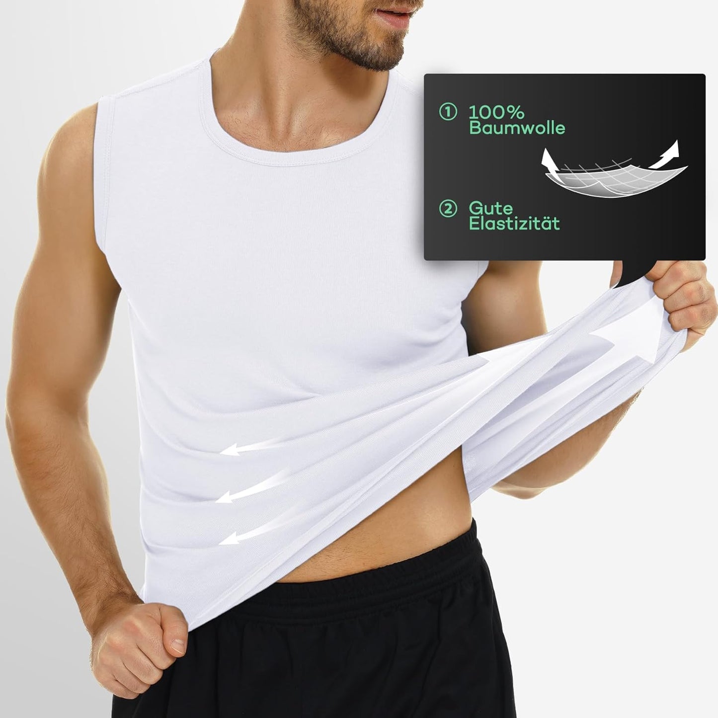 FALARY 3er Pack Unterhemd Herren gekämmte Baumwolle Tank Top Herren Unterhemden Mehrfarbig