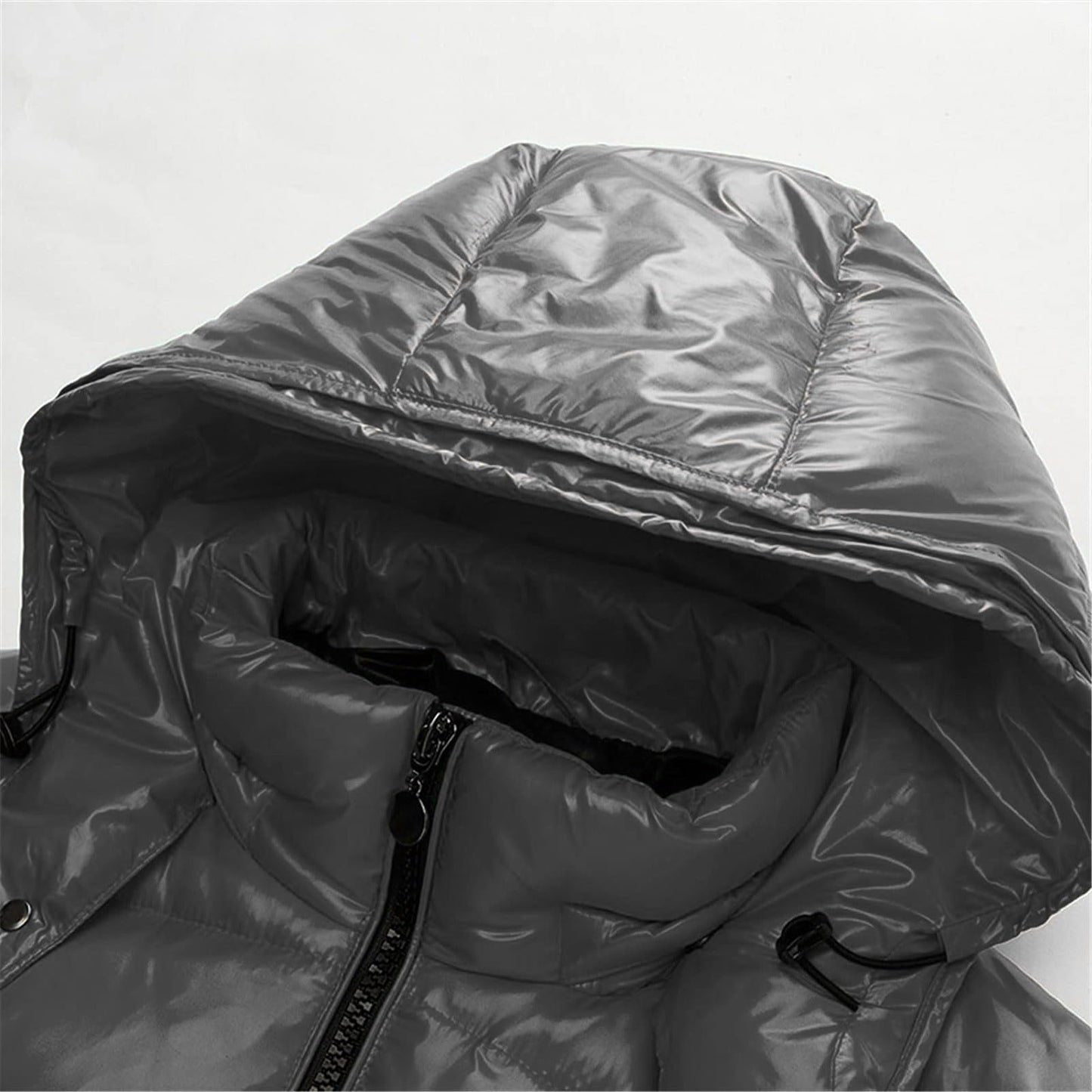 Generisch Daunenjacke Herren Männer Warme Daunenjacken Reflektierende Jack Metall Glänzende Windjacke Parka Steppjacke Herren Einfarbig Winter Schnee Unten Jacken Glänzende Daunenjacke Herren