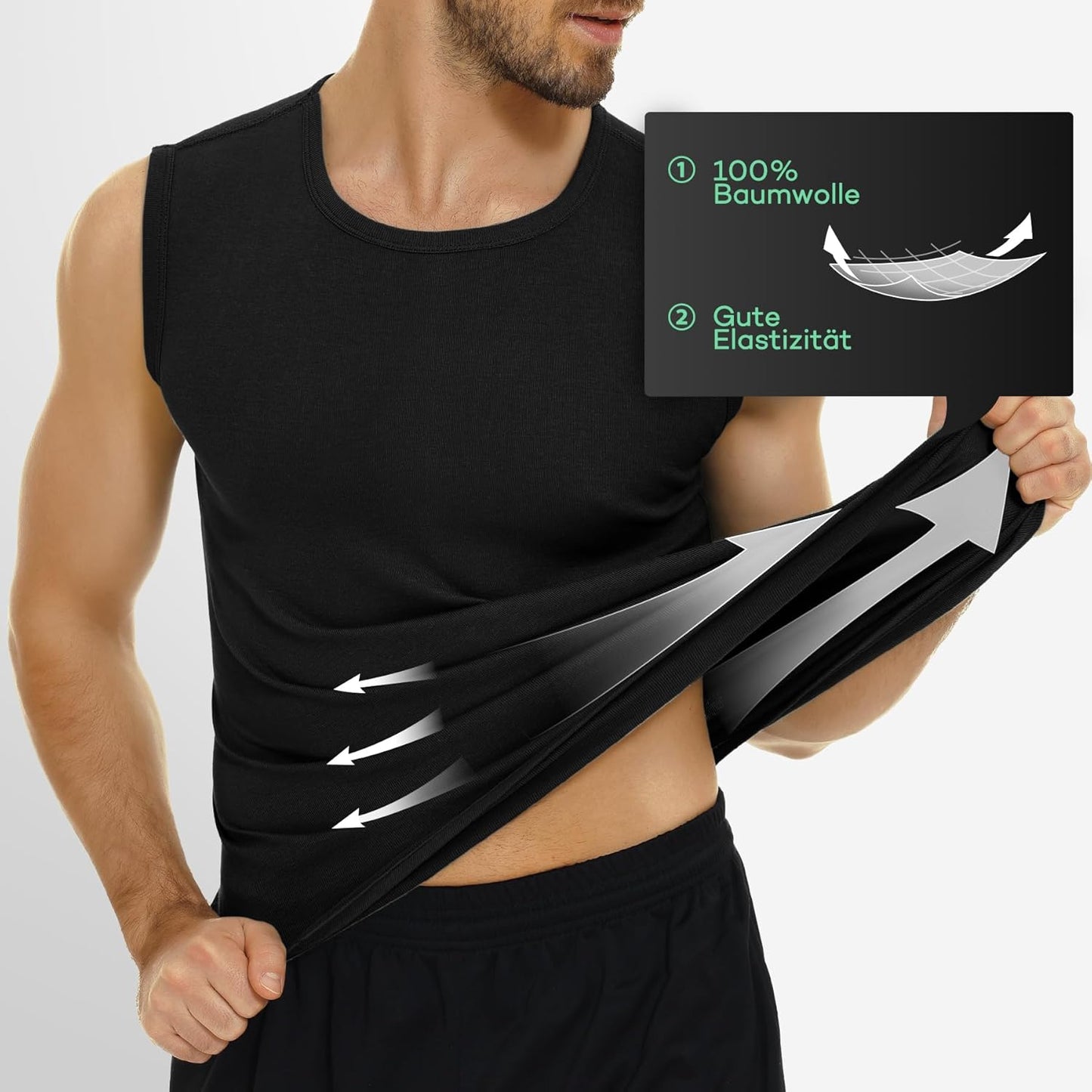 FALARY 3er Pack Unterhemd Herren gekämmte Baumwolle Tank Top Herren Unterhemden Mehrfarbig