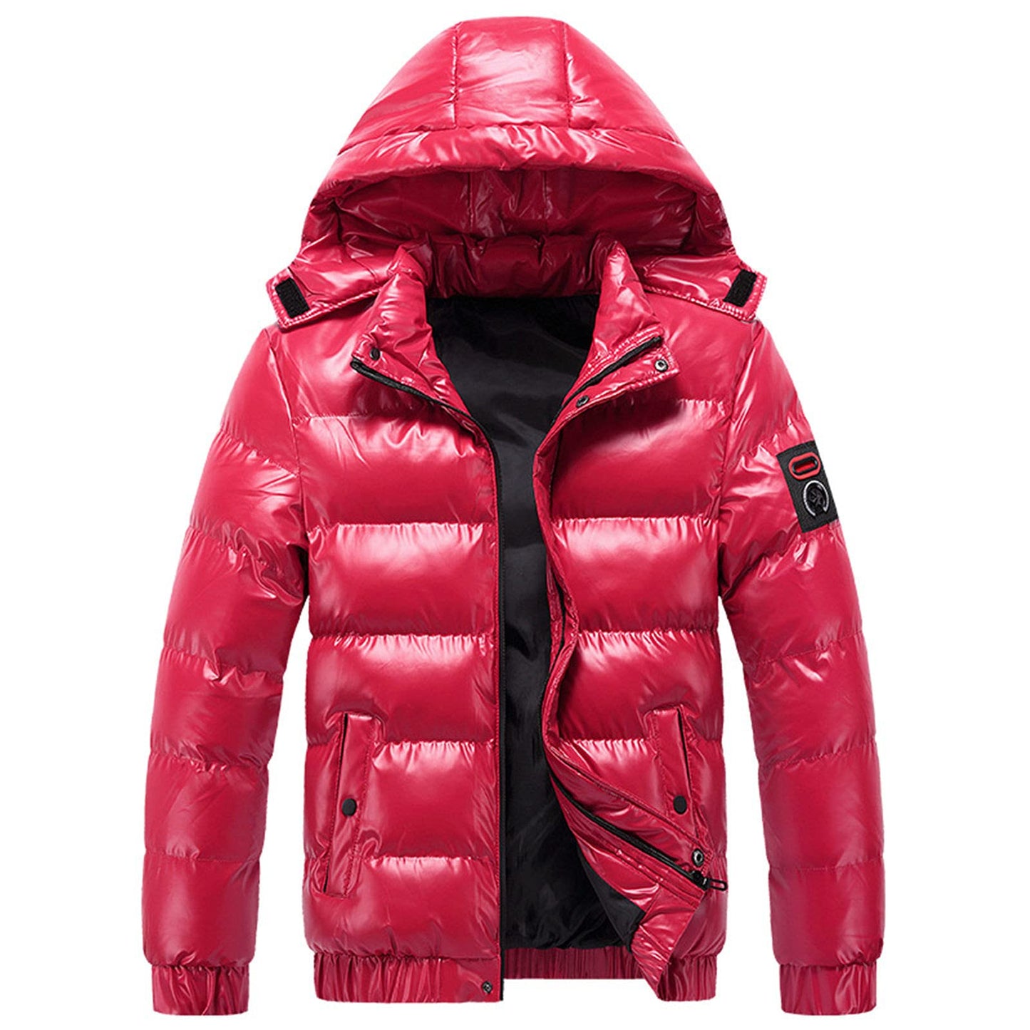 Generisch Daunenjacke Herren Männer Warme Daunenjacken Reflektierende Jack Metall Glänzende Windjacke Parka Steppjacke Herren Einfarbig Winter Schnee Unten Jacken Glänzende Daunenjacke Herren