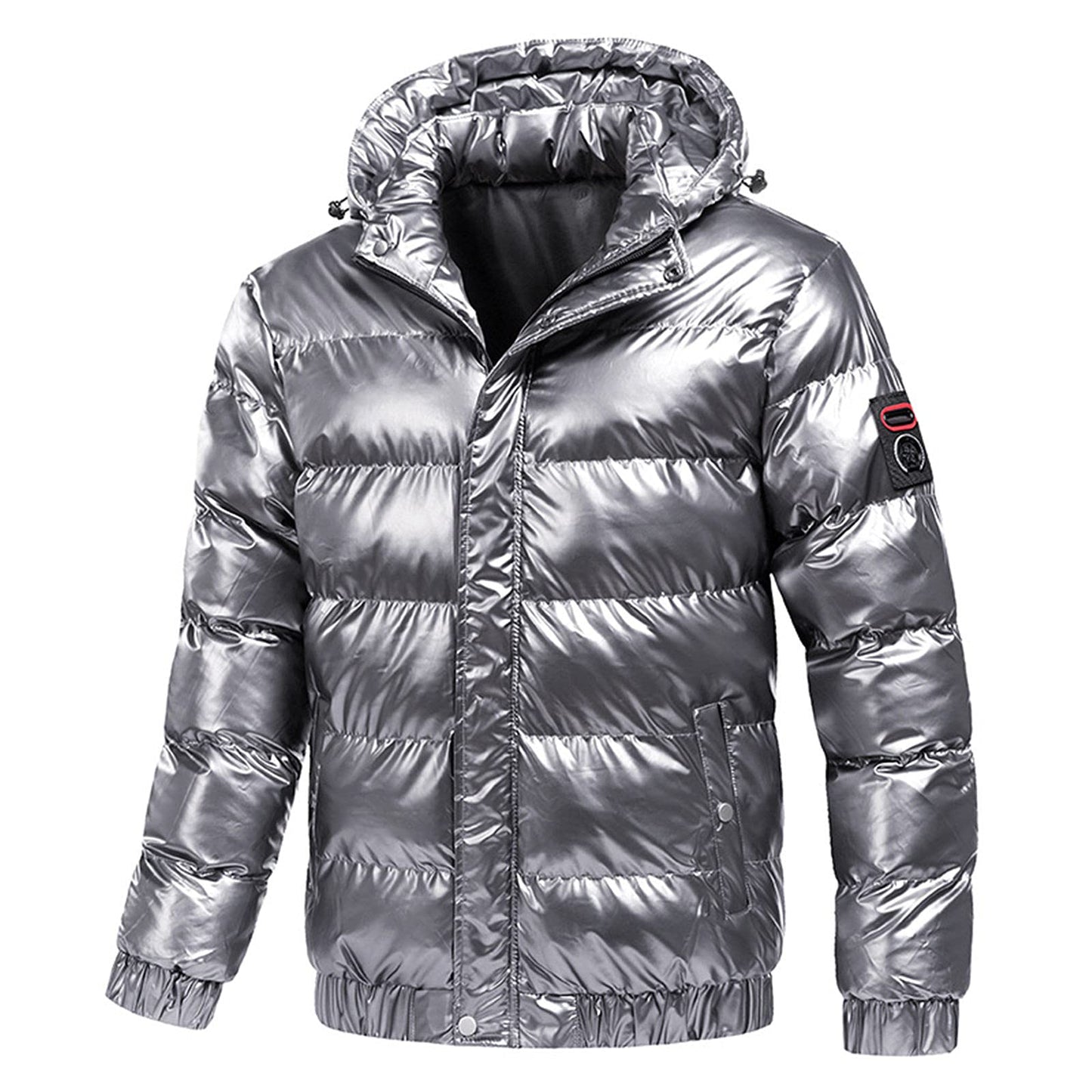 Generisch Daunenjacke Herren Männer Warme Daunenjacken Reflektierende Jack Metall Glänzende Windjacke Parka Steppjacke Herren Einfarbig Winter Schnee Unten Jacken Glänzende Daunenjacke Herren
