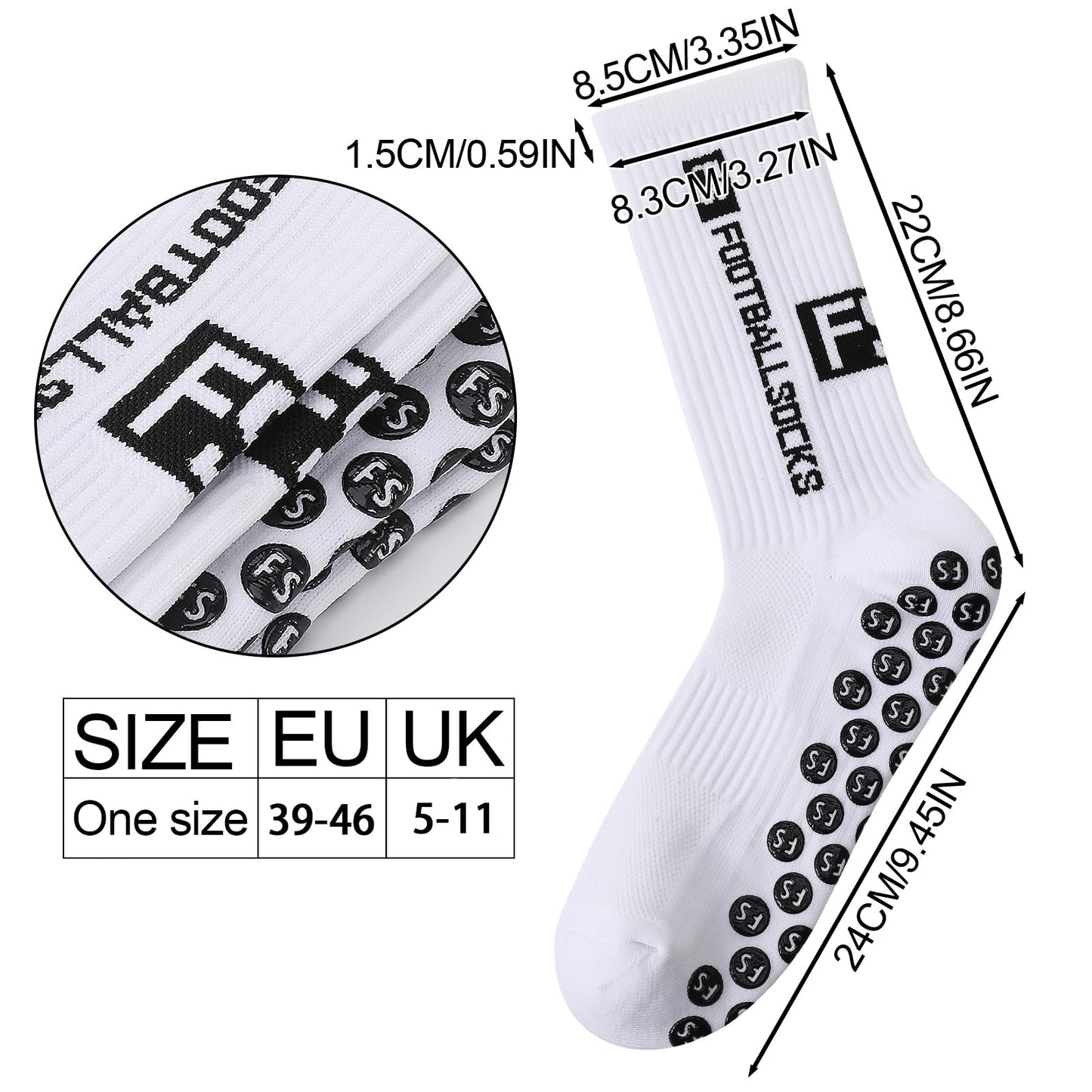 Apricitie 6 Paare Fußball Socken,Sportsocken 39-46 Anti Rutsch Grip Fussball Socken Rutschfeste Fußballsocken für Herren Damen Fussball Basketball Laufen Radfahren
