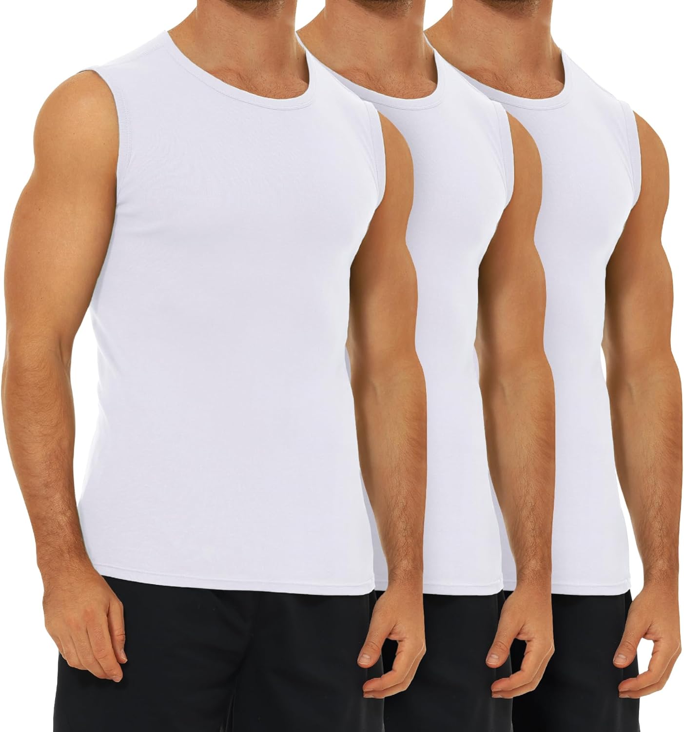 FALARY 3er Pack Unterhemd Herren gekämmte Baumwolle Tank Top Herren Unterhemden Mehrfarbig