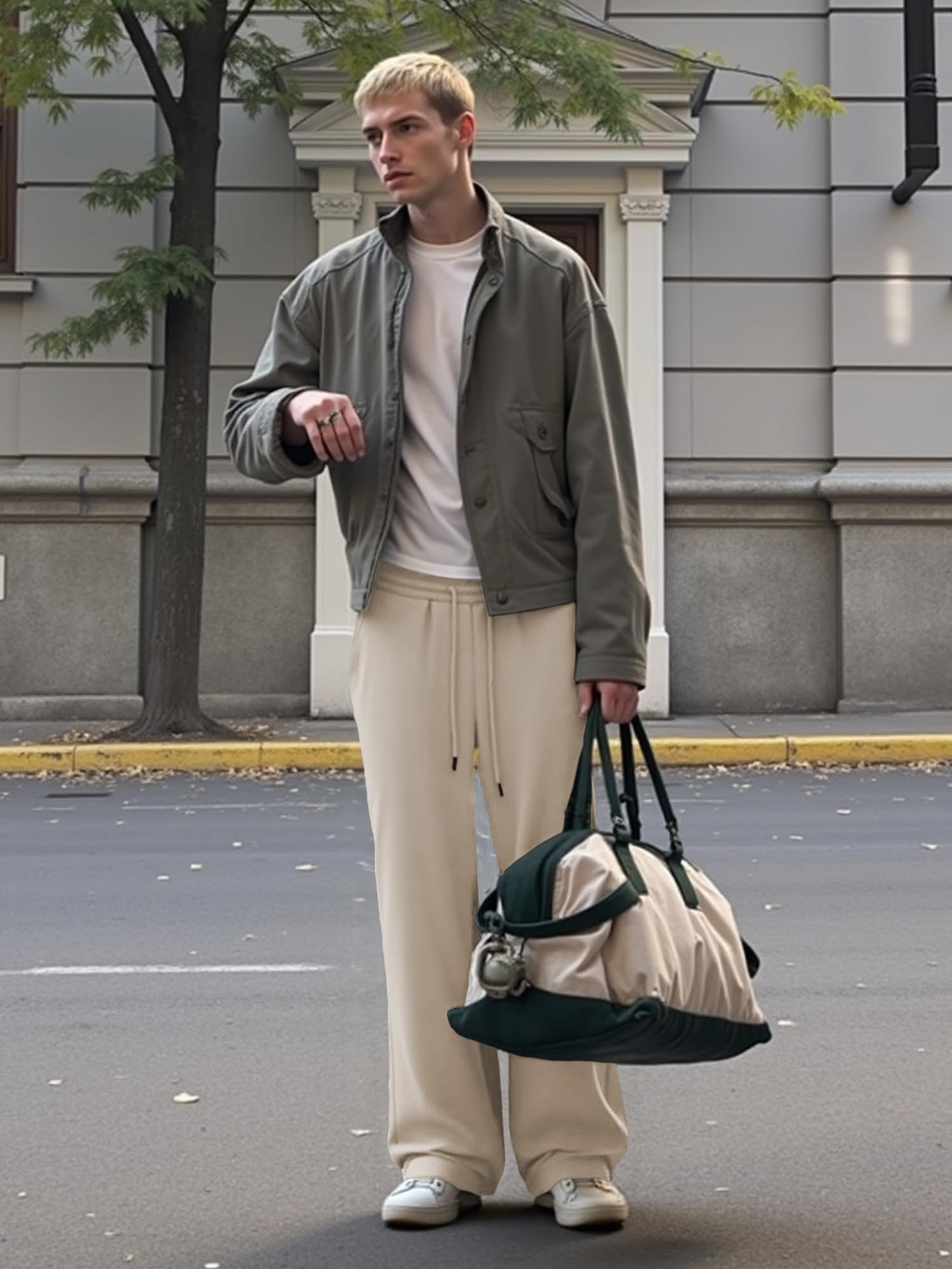JMIERR Herren Casual Baggy Hosen Breite Beine Lounge Workout Gym Reise Sweatpants mit Taschen S-3XL