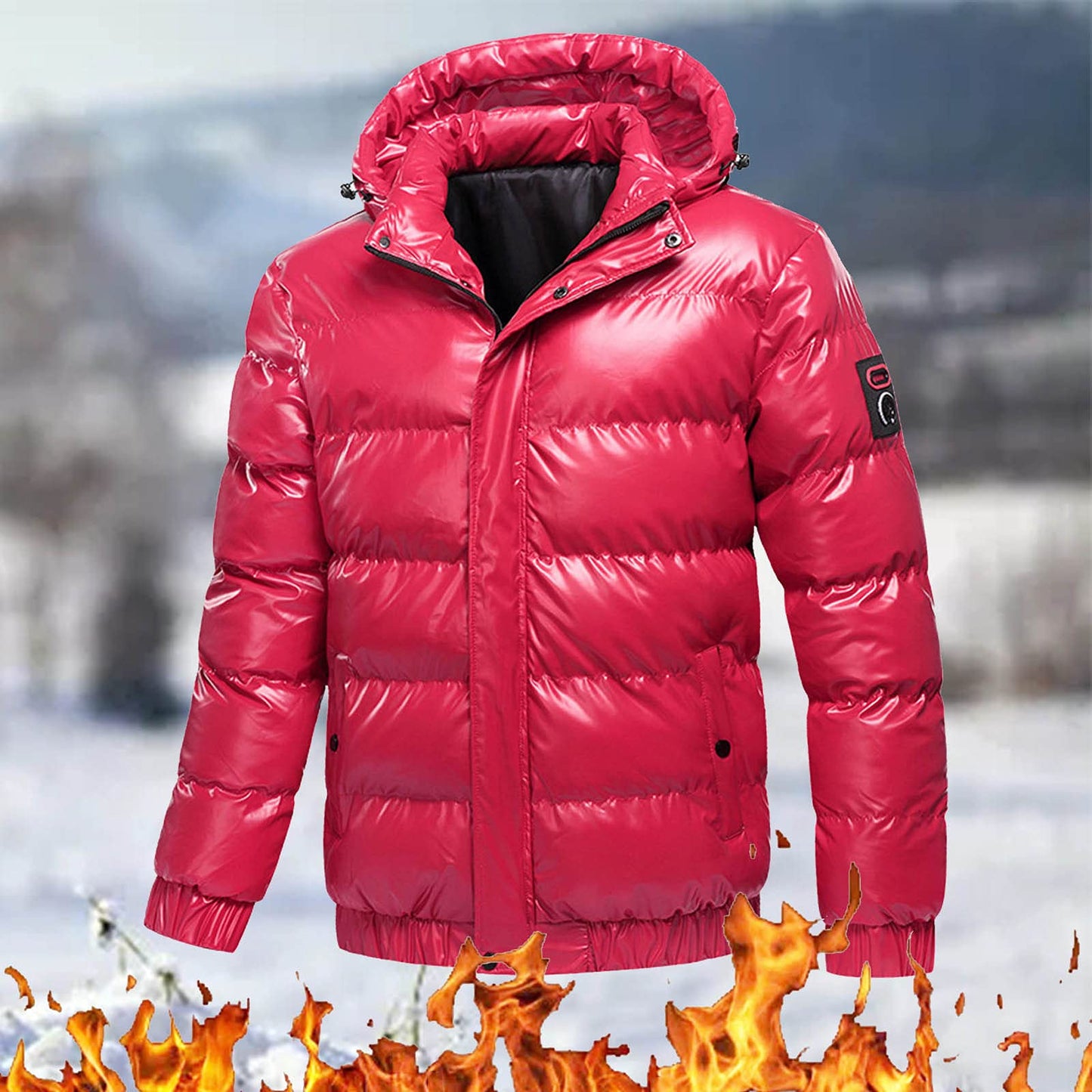 Generisch Daunenjacke Herren Männer Warme Daunenjacken Reflektierende Jack Metall Glänzende Windjacke Parka Steppjacke Herren Einfarbig Winter Schnee Unten Jacken Glänzende Daunenjacke Herren