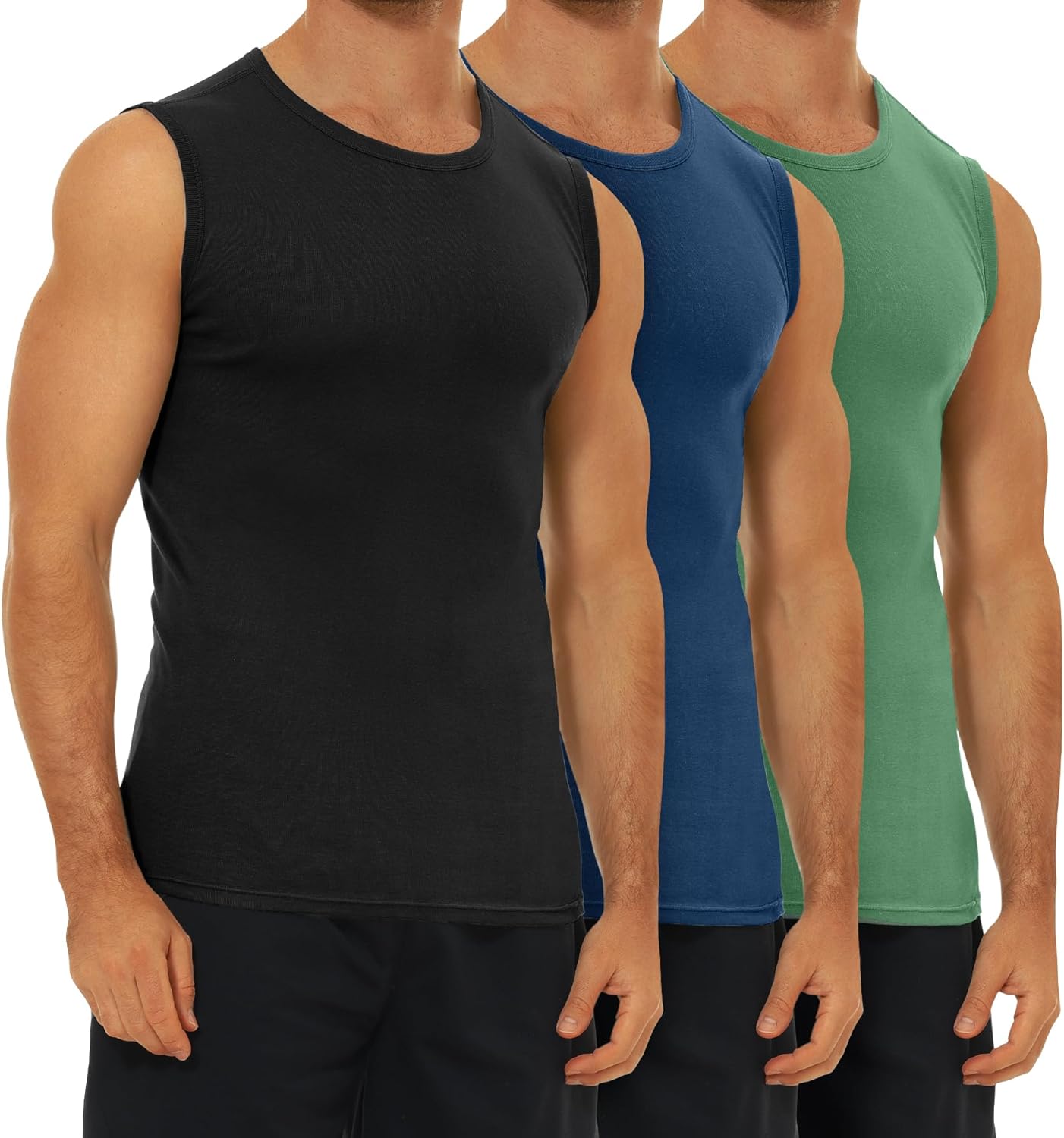 FALARY 3er Pack Unterhemd Herren gekämmte Baumwolle Tank Top Herren Unterhemden Mehrfarbig