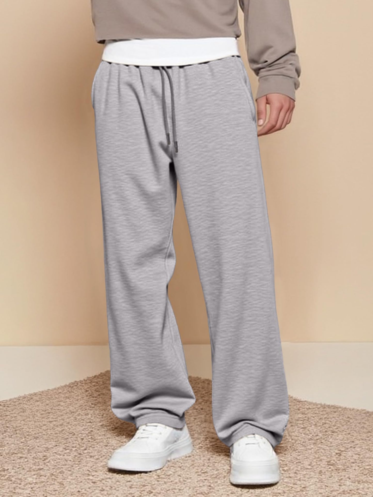JMIERR Herren Casual Baggy Hosen Breite Beine Lounge Workout Gym Reise Sweatpants mit Taschen S-3XL