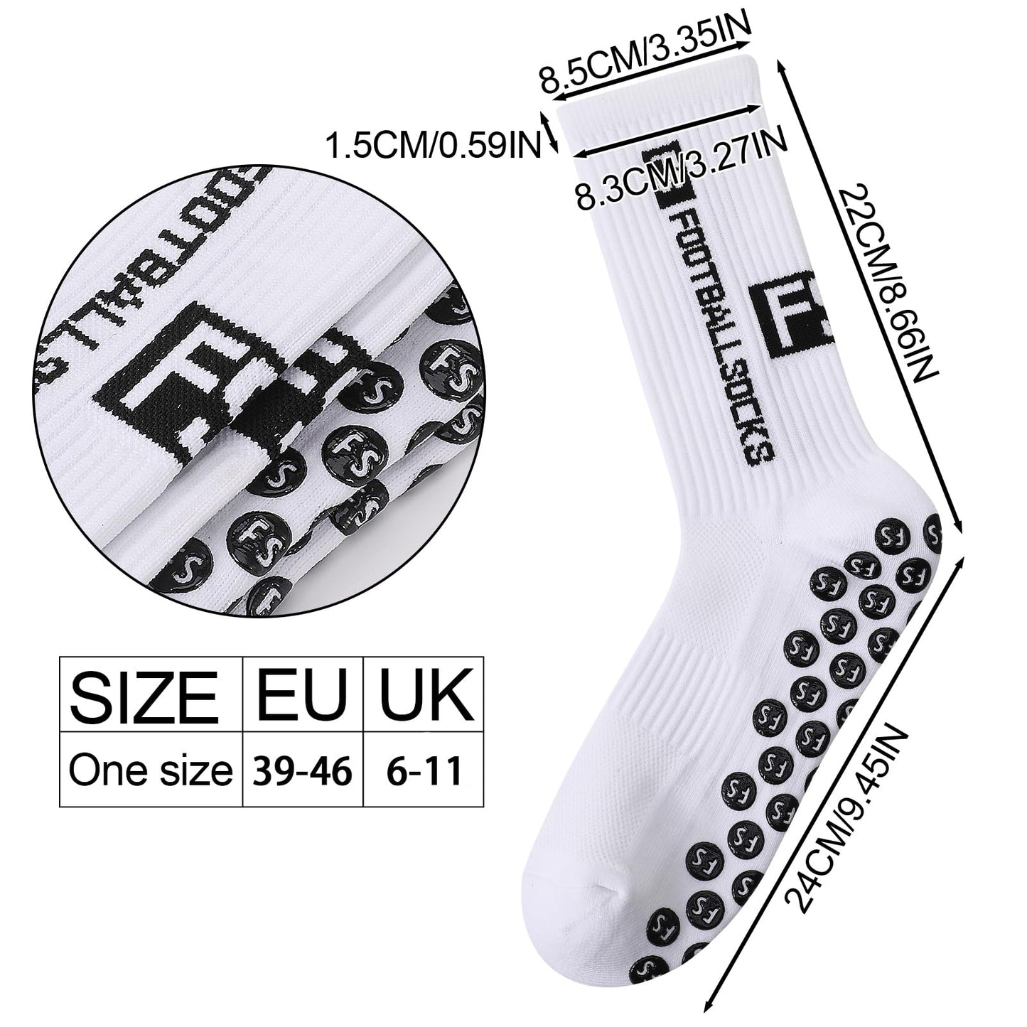 Apricitie 6 Paare Fußball Socken,Sportsocken 39-46 Anti Rutsch Grip Fussball Socken Rutschfeste Fußballsocken für Herren Damen Fussball Basketball Laufen Radfahren