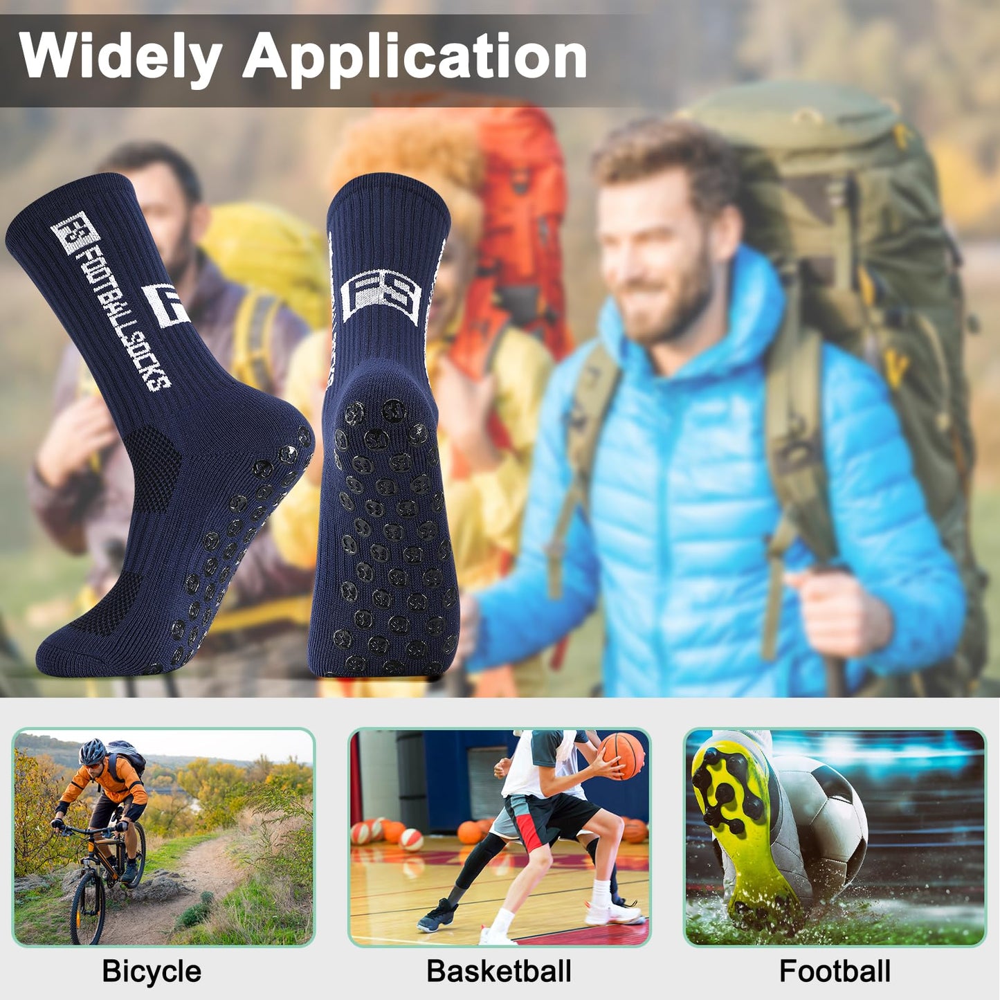 Apricitie 6 Paare Fußball Socken,Sportsocken 39-46 Anti Rutsch Grip Fussball Socken Rutschfeste Fußballsocken für Herren Damen Fussball Basketball Laufen Radfahren