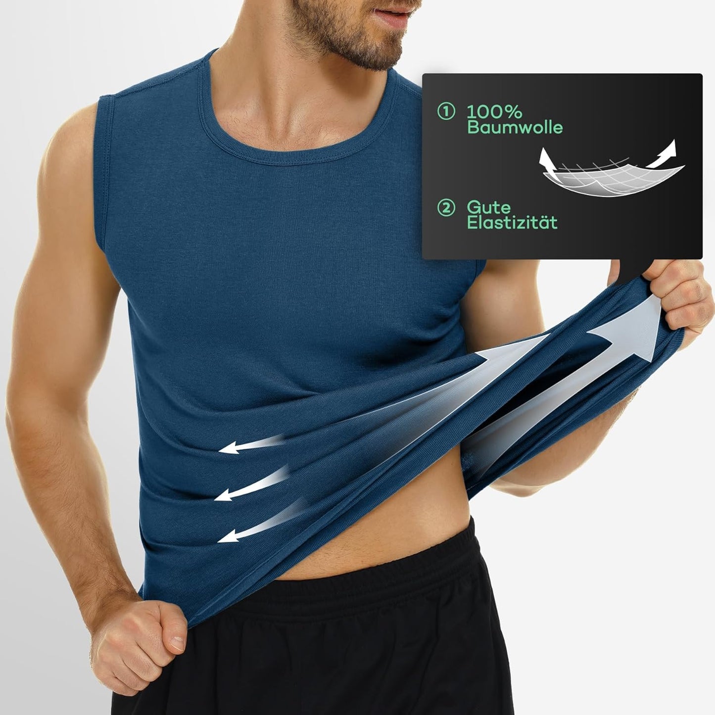 FALARY 3er Pack Unterhemd Herren gekämmte Baumwolle Tank Top Herren Unterhemden Mehrfarbig