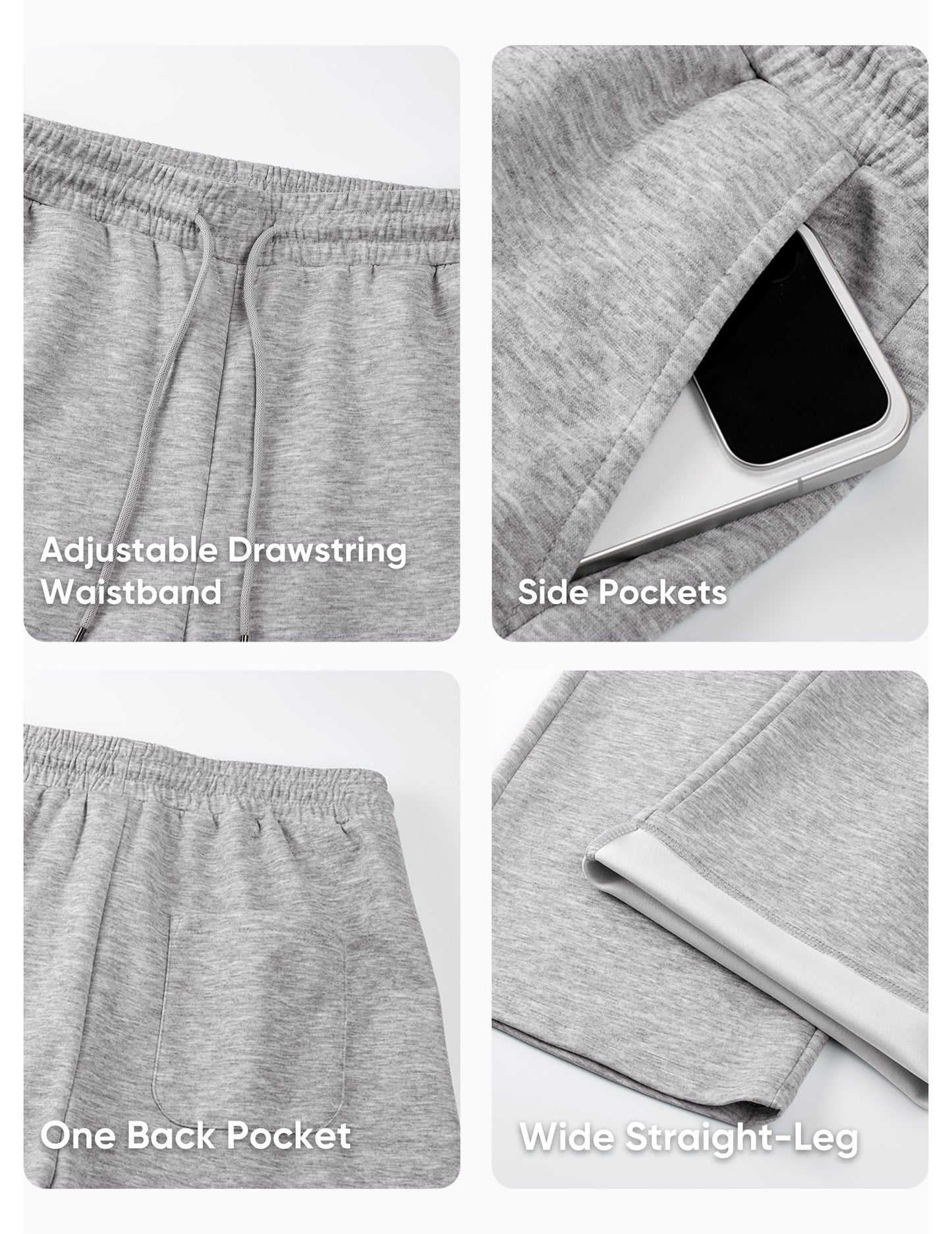 JMIERR Herren Casual Baggy Hosen Breite Beine Lounge Workout Gym Reise Sweatpants mit Taschen S-3XL