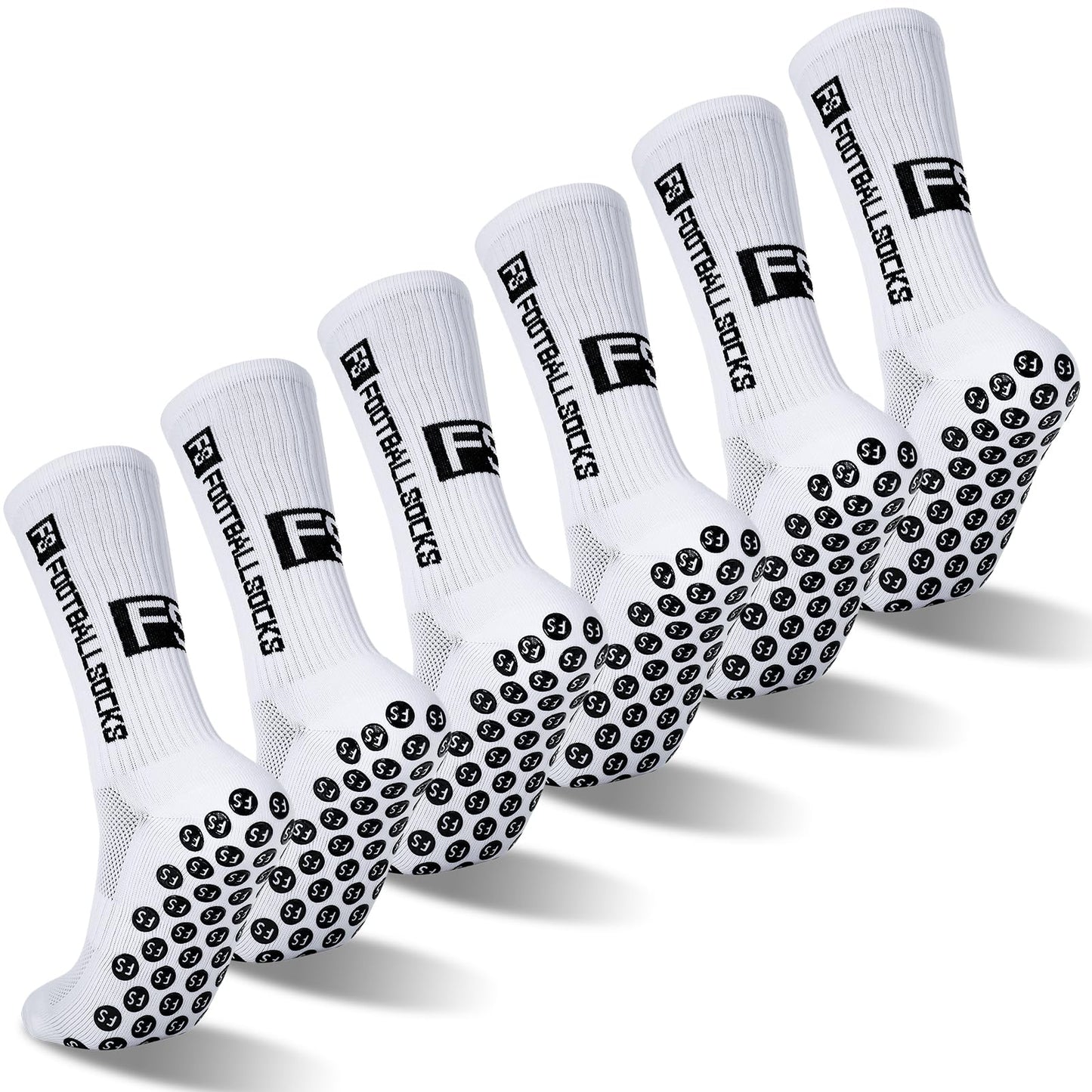 Apricitie 6 Paare Fußball Socken,Sportsocken 39-46 Anti Rutsch Grip Fussball Socken Rutschfeste Fußballsocken für Herren Damen Fussball Basketball Laufen Radfahren