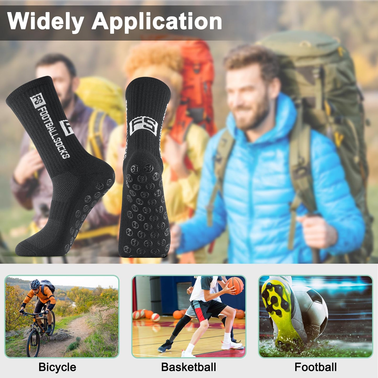 Apricitie 6 Paare Fußball Socken,Sportsocken 39-46 Anti Rutsch Grip Fussball Socken Rutschfeste Fußballsocken für Herren Damen Fussball Basketball Laufen Radfahren