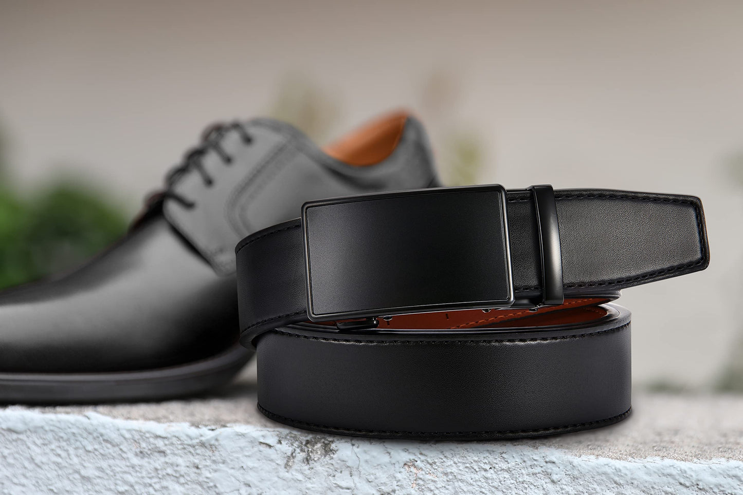 CHAOREN Gürtel Herren, Automatik Ledergürtel Herren Ratsche für Business Anzug, 35mm Gürtel ohne Löcher, Größe Angepasst