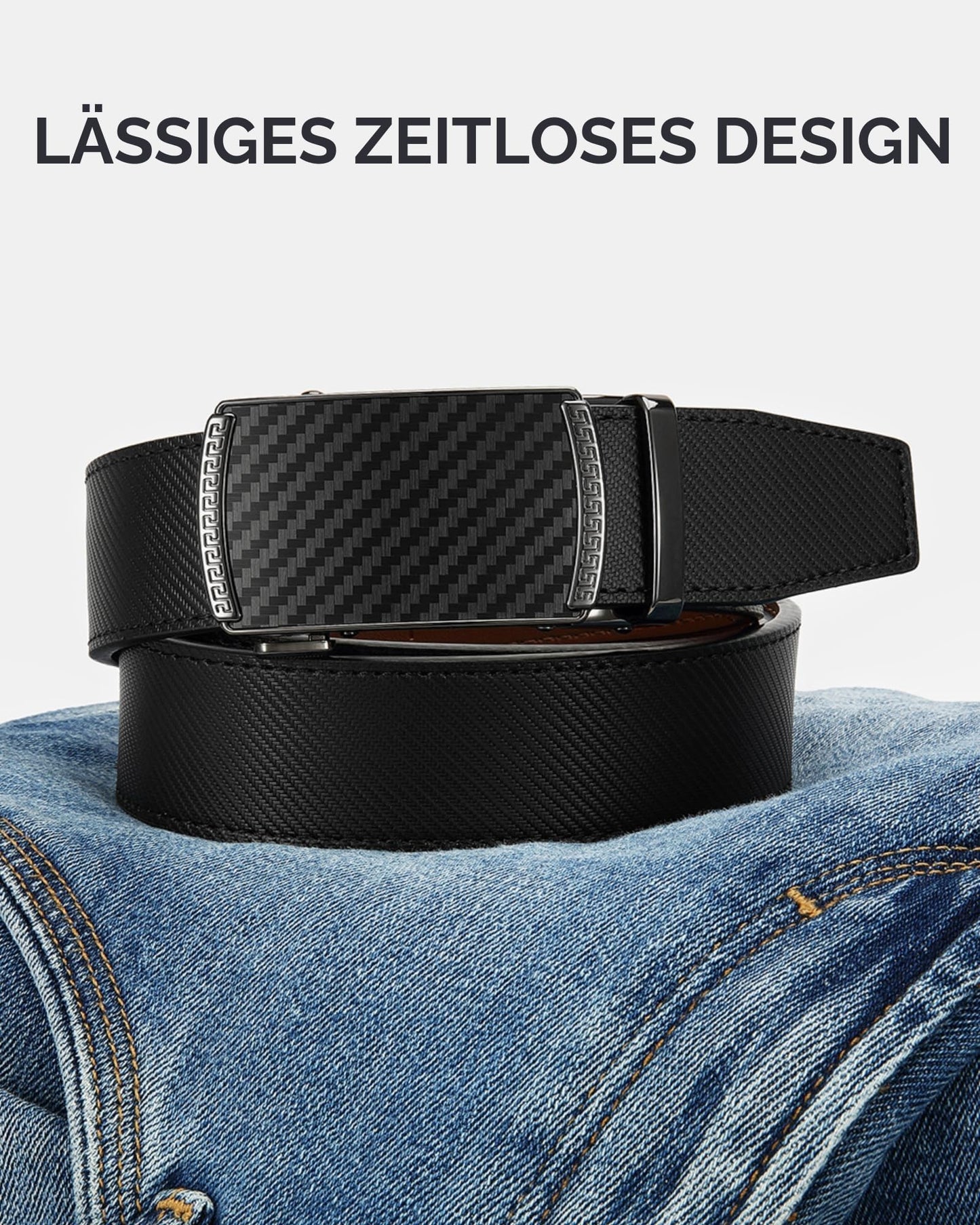 CHAOREN Gürtel Herren, Automatik Ledergürtel Herren Ratsche für Business Anzug, 35mm Gürtel ohne Löcher, Größe Angepasst