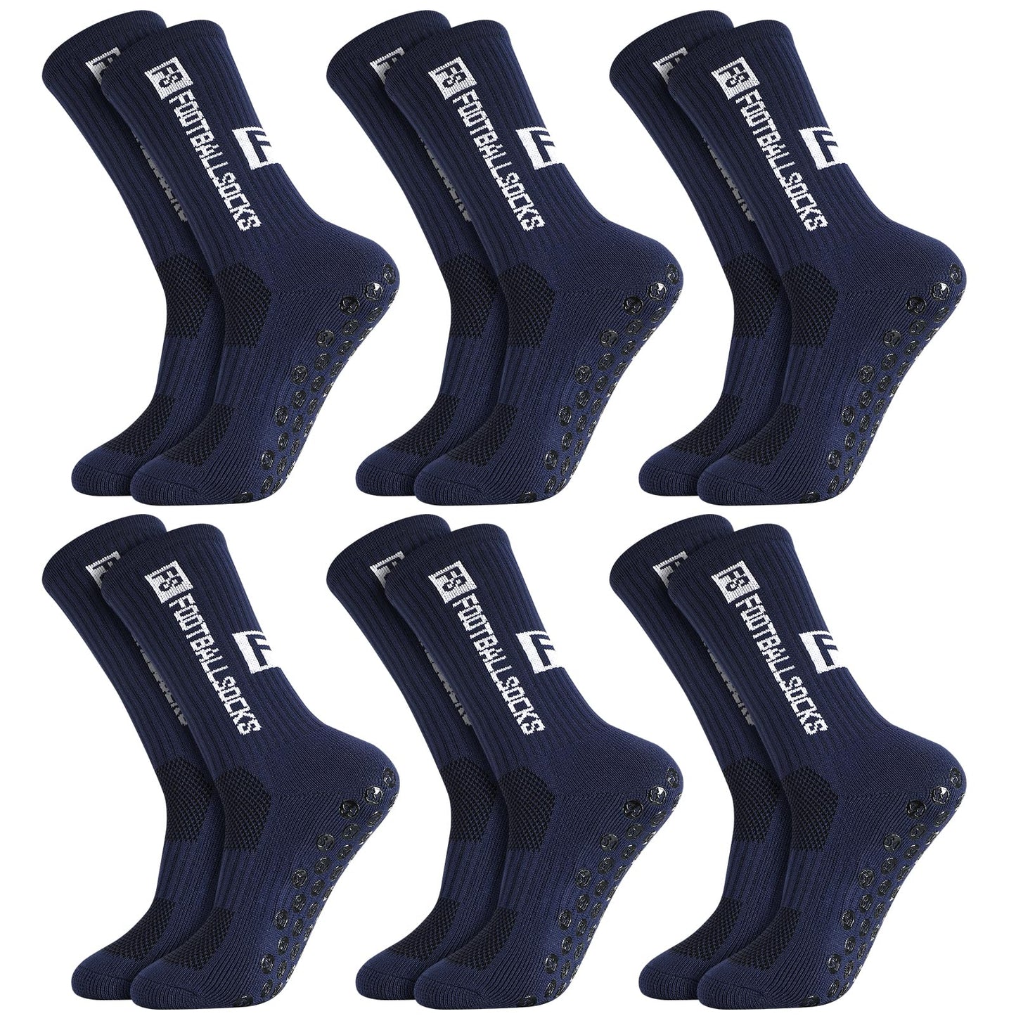 Apricitie 6 Paare Fußball Socken,Sportsocken 39-46 Anti Rutsch Grip Fussball Socken Rutschfeste Fußballsocken für Herren Damen Fussball Basketball Laufen Radfahren