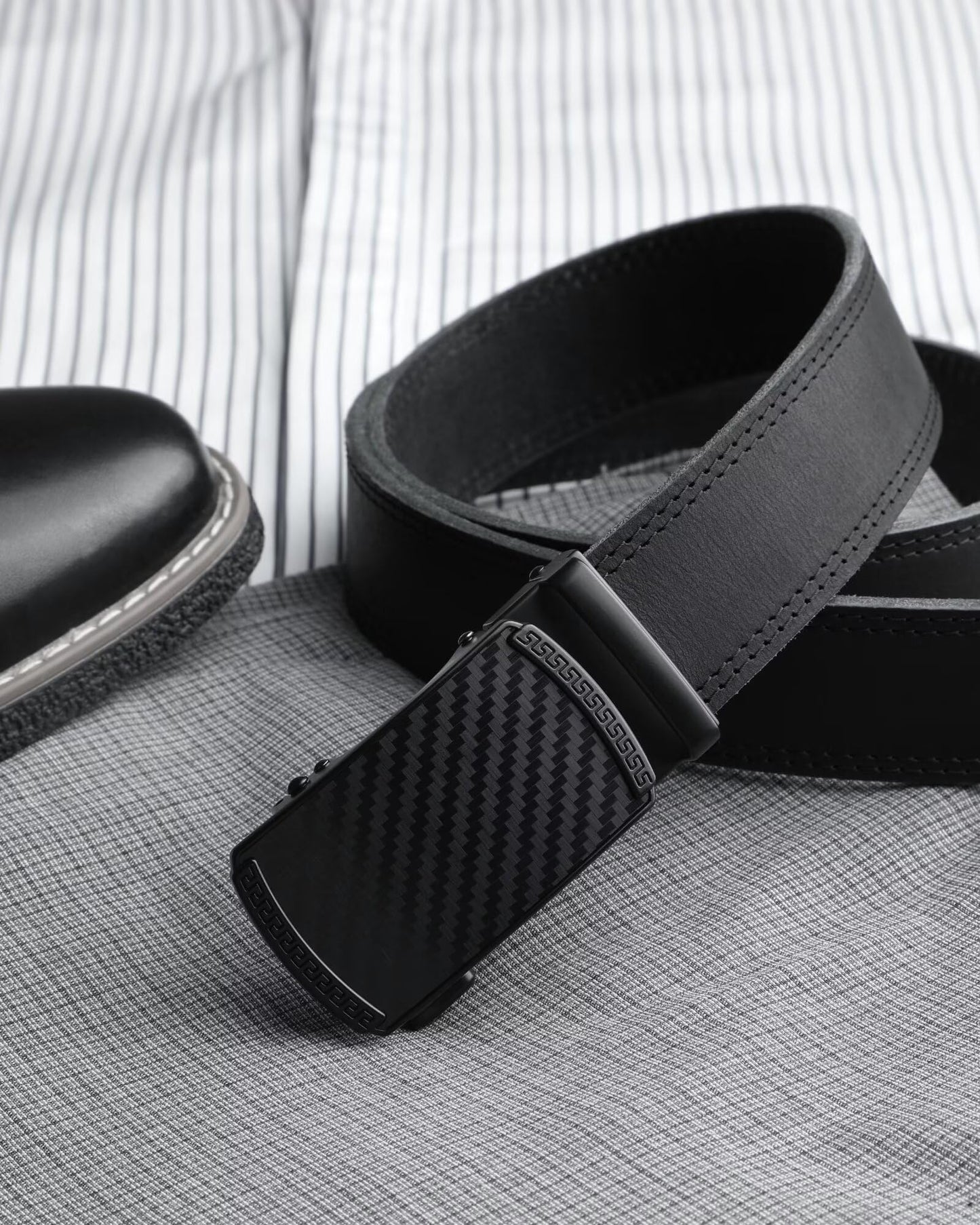 CHAOREN Gürtel Herren, Automatik Ledergürtel Herren Ratsche für Business Anzug, 35mm Gürtel ohne Löcher, Größe Angepasst