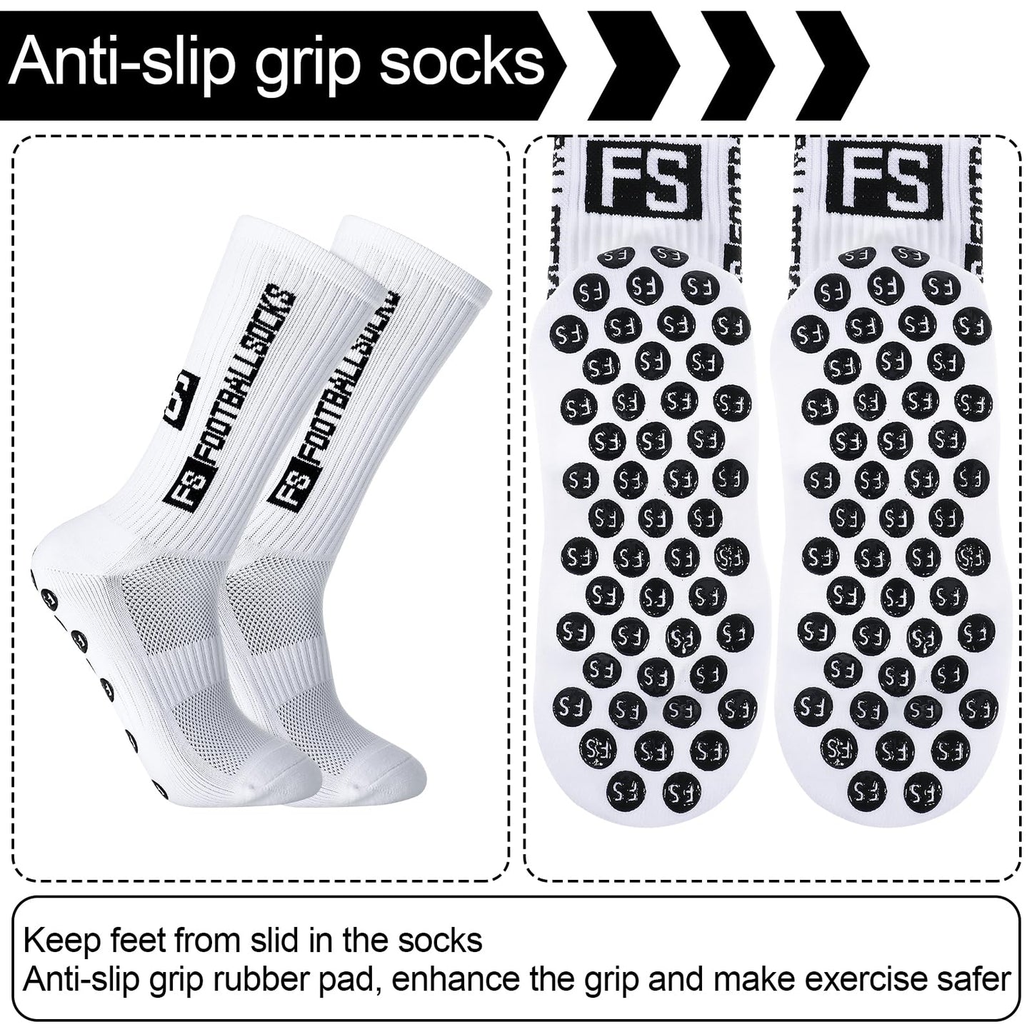 Apricitie 6 Paare Fußball Socken,Sportsocken 39-46 Anti Rutsch Grip Fussball Socken Rutschfeste Fußballsocken für Herren Damen Fussball Basketball Laufen Radfahren