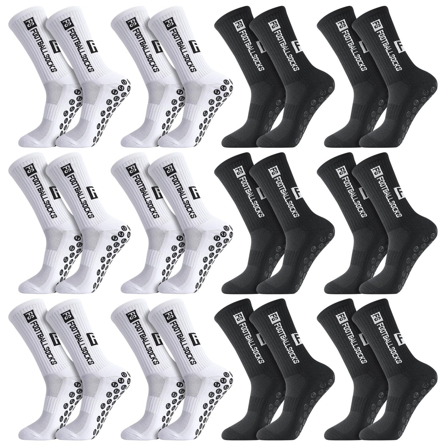 Apricitie 6 Paare Fußball Socken,Sportsocken 39-46 Anti Rutsch Grip Fussball Socken Rutschfeste Fußballsocken für Herren Damen Fussball Basketball Laufen Radfahren