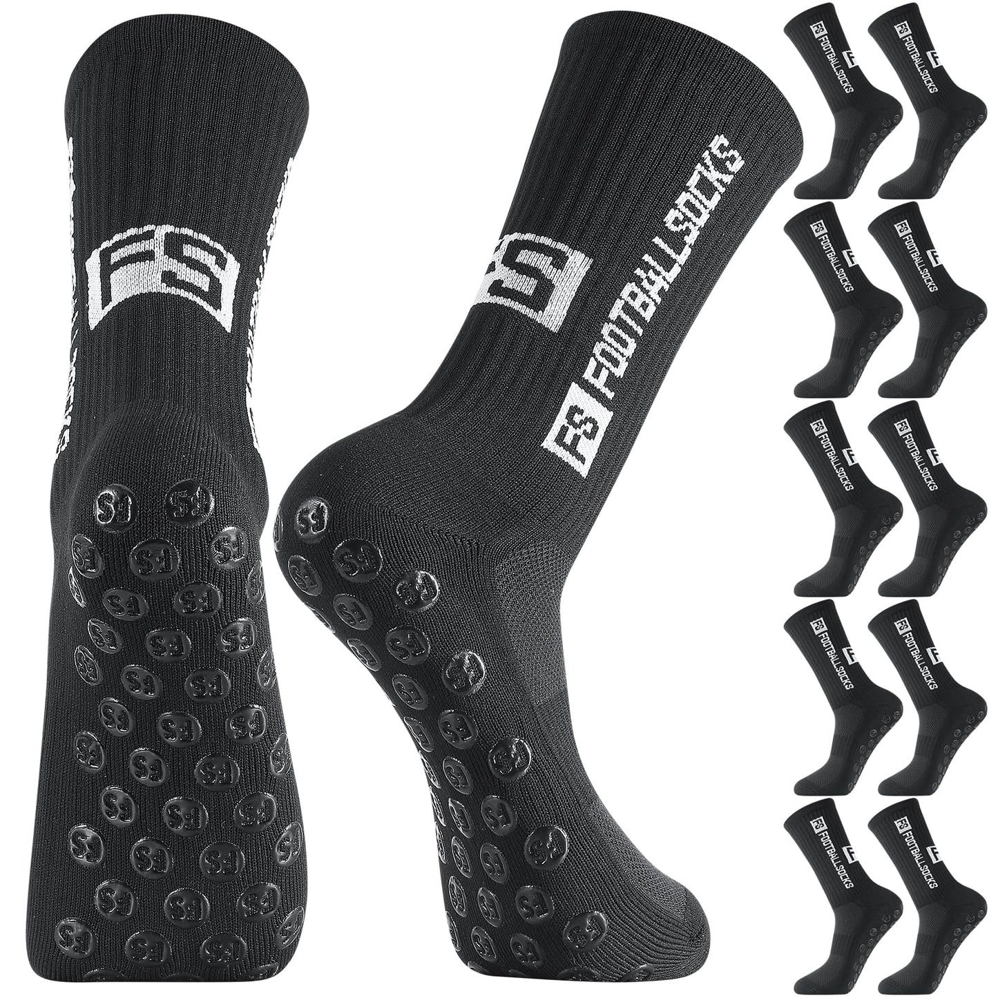Apricitie 6 Paare Fußball Socken,Sportsocken 39-46 Anti Rutsch Grip Fussball Socken Rutschfeste Fußballsocken für Herren Damen Fussball Basketball Laufen Radfahren