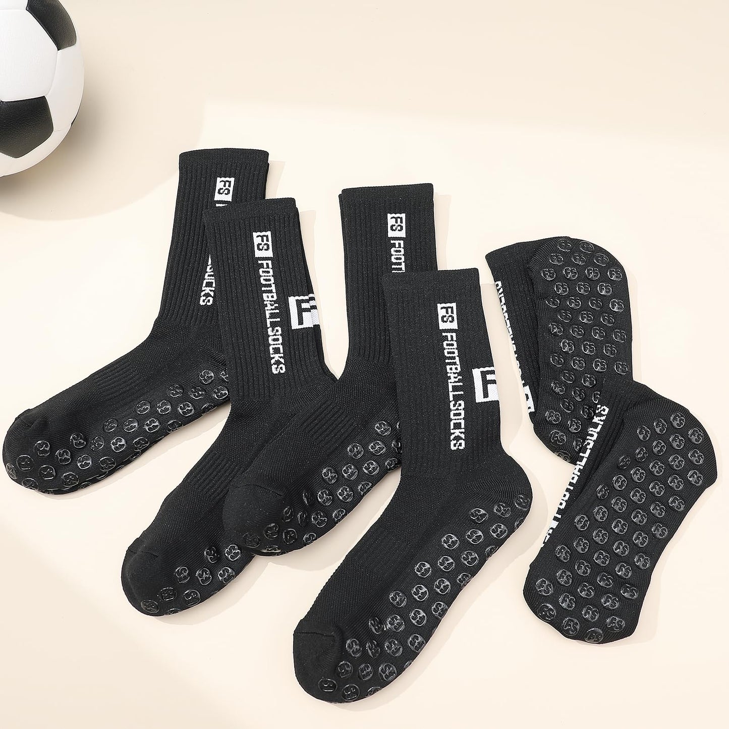 Apricitie 6 Paare Fußball Socken,Sportsocken 39-46 Anti Rutsch Grip Fussball Socken Rutschfeste Fußballsocken für Herren Damen Fussball Basketball Laufen Radfahren