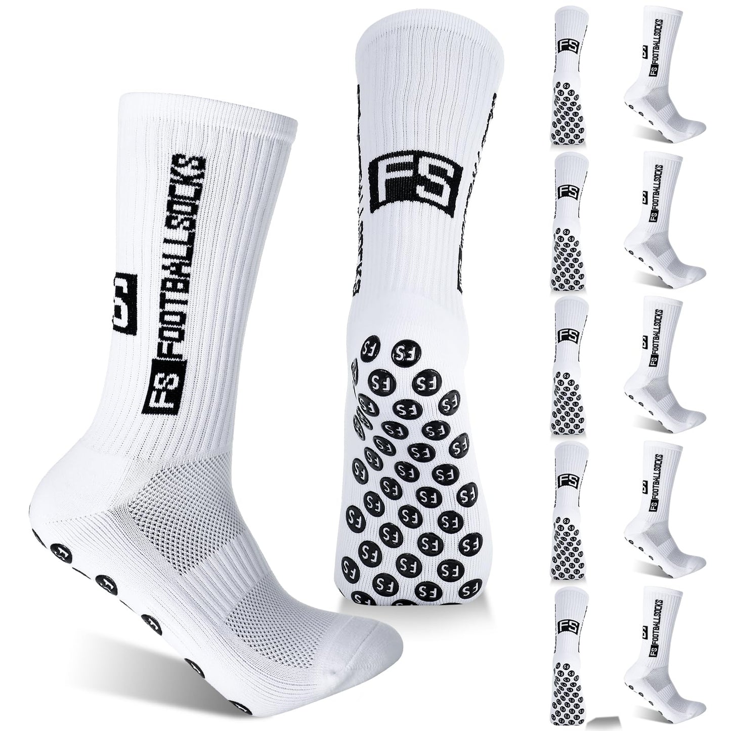 Apricitie 6 Paare Fußball Socken,Sportsocken 39-46 Anti Rutsch Grip Fussball Socken Rutschfeste Fußballsocken für Herren Damen Fussball Basketball Laufen Radfahren