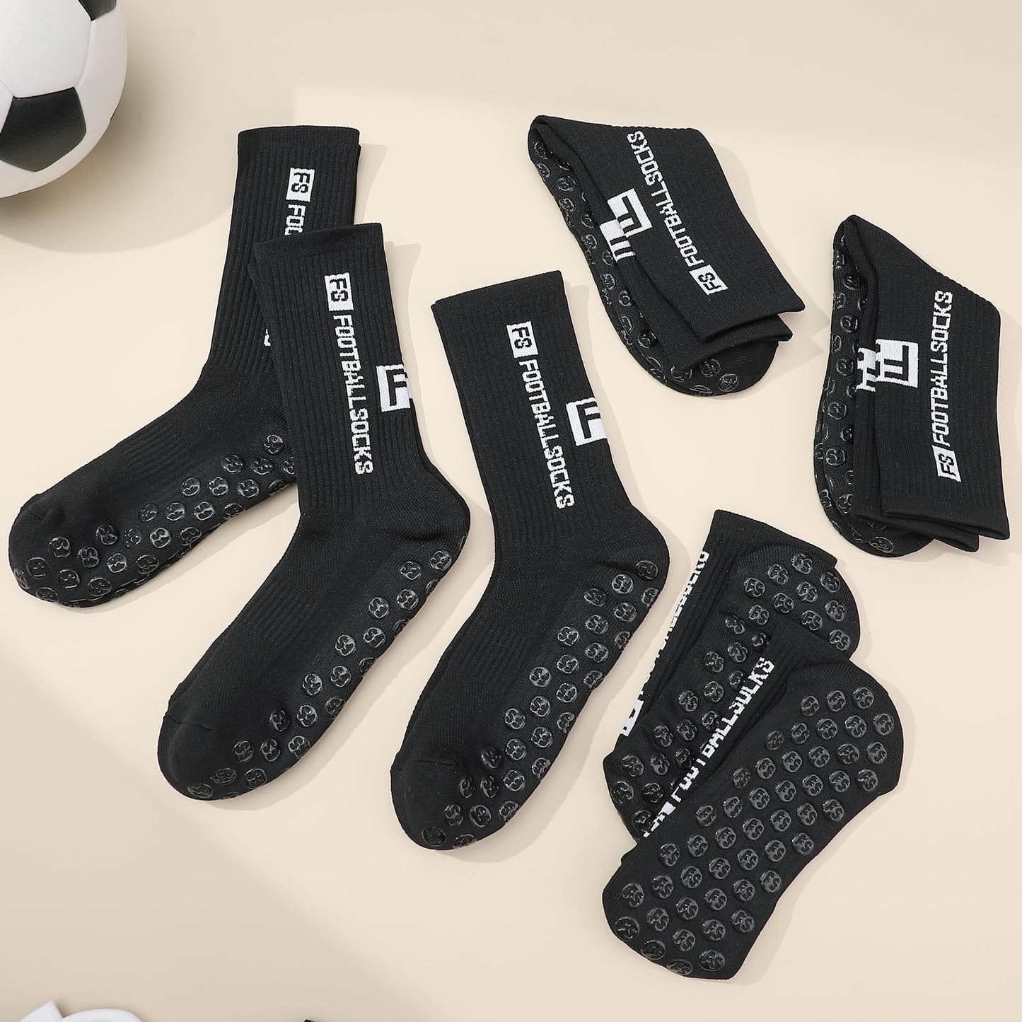 Apricitie 6 Paare Fußball Socken,Sportsocken 39-46 Anti Rutsch Grip Fussball Socken Rutschfeste Fußballsocken für Herren Damen Fussball Basketball Laufen Radfahren