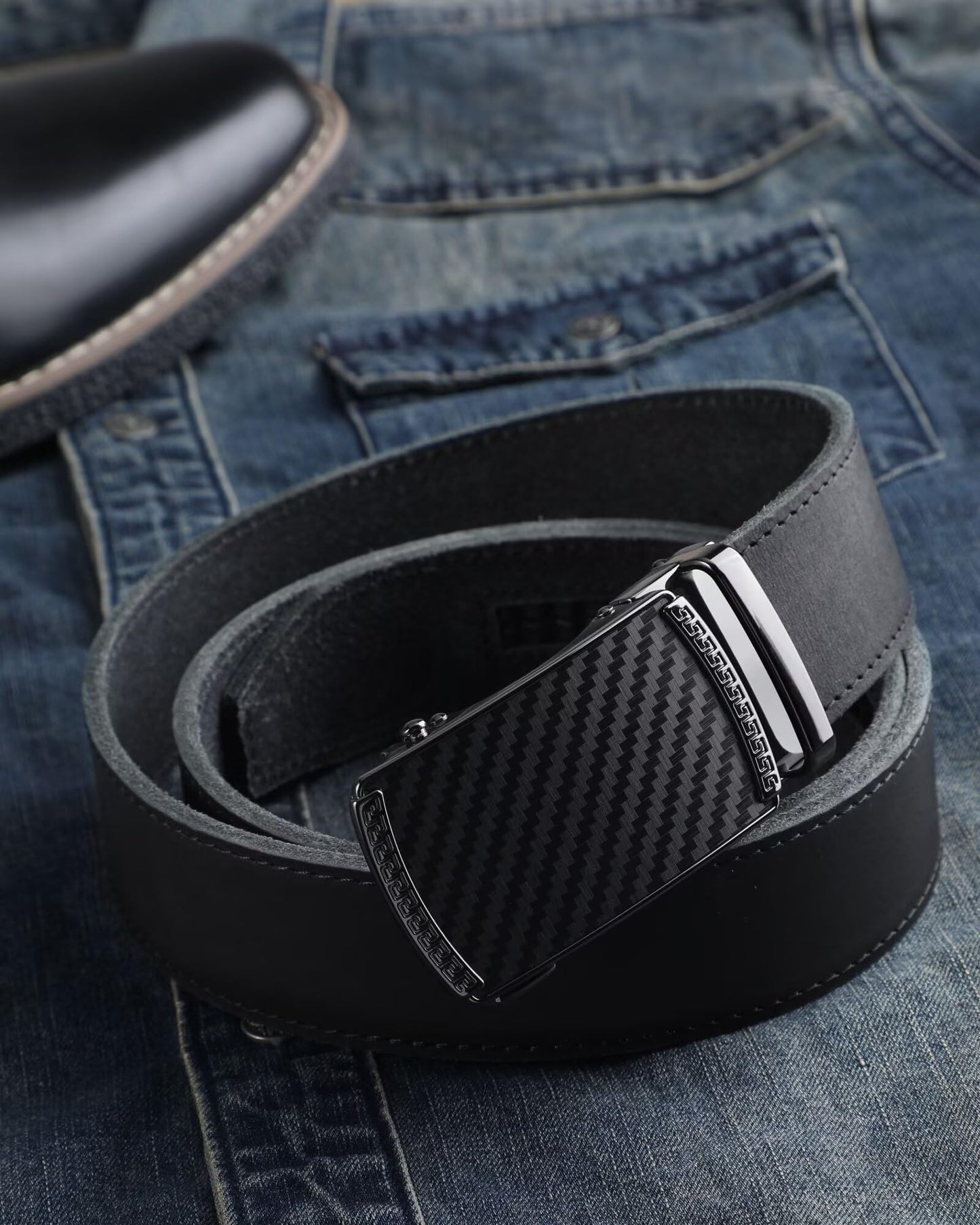 CHAOREN Gürtel Herren, Automatik Ledergürtel Herren Ratsche für Business Anzug, 35mm Gürtel ohne Löcher, Größe Angepasst