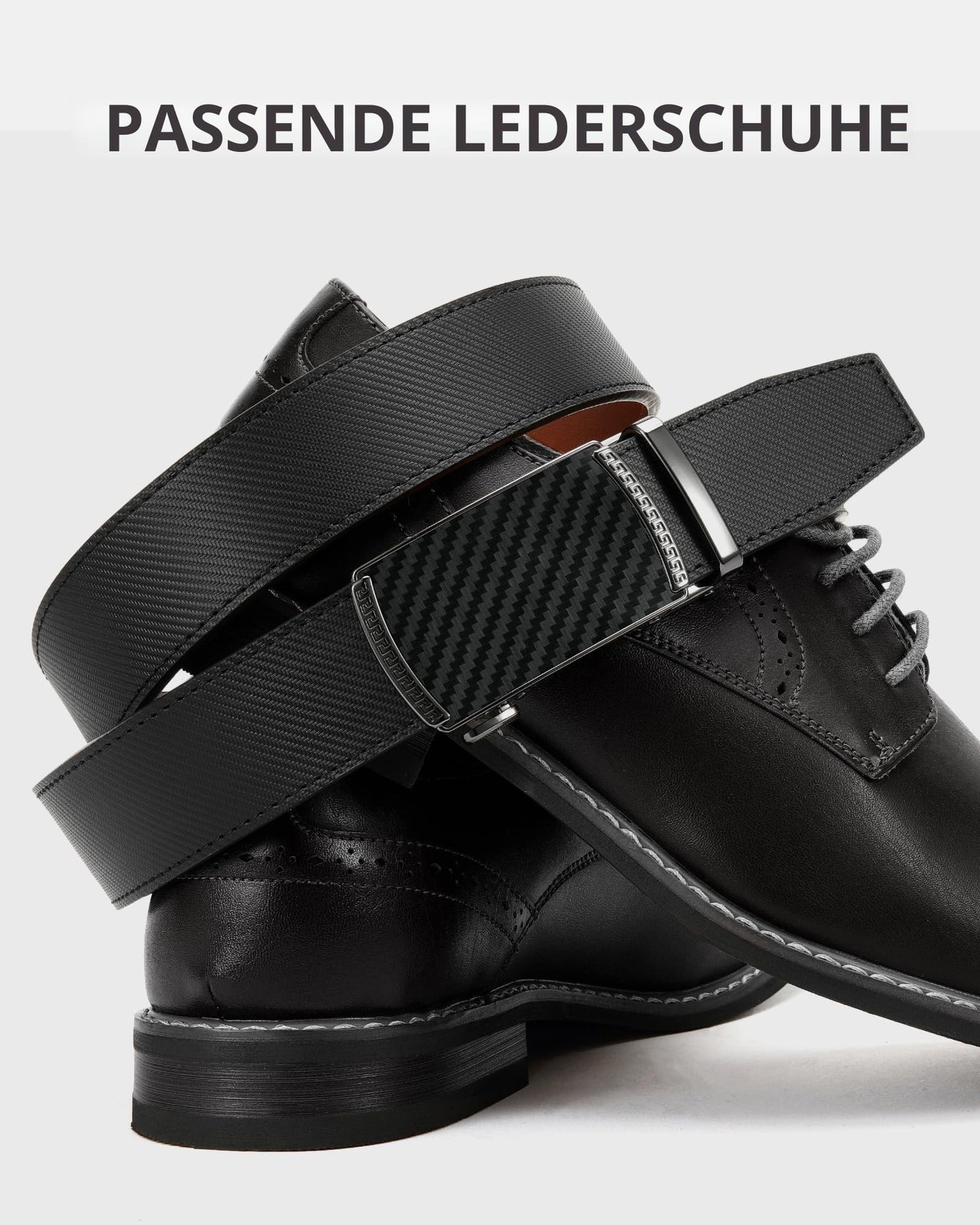 CHAOREN Gürtel Herren, Automatik Ledergürtel Herren Ratsche für Business Anzug, 35mm Gürtel ohne Löcher, Größe Angepasst