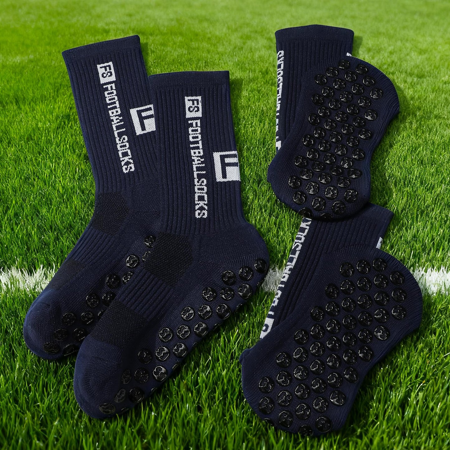 Apricitie 6 Paare Fußball Socken,Sportsocken 39-46 Anti Rutsch Grip Fussball Socken Rutschfeste Fußballsocken für Herren Damen Fussball Basketball Laufen Radfahren