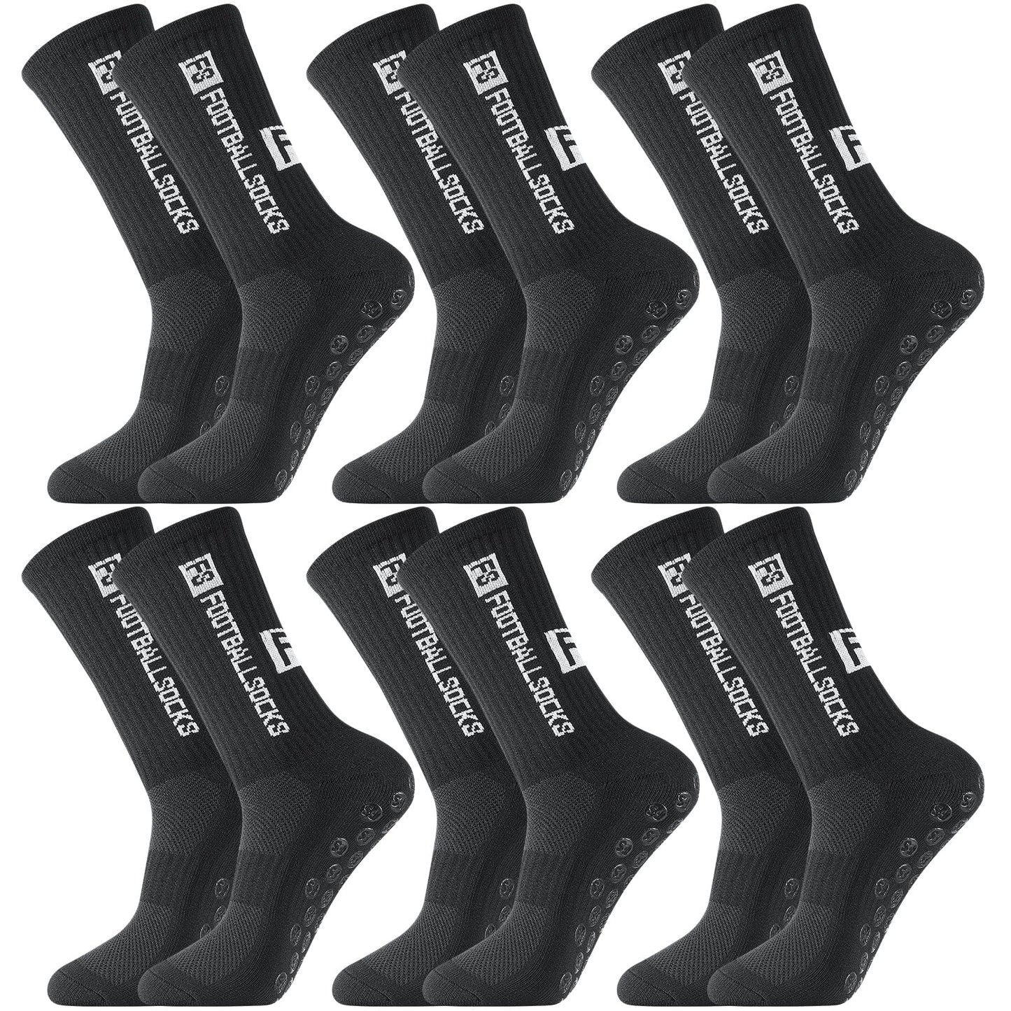 Apricitie 6 Paare Fußball Socken,Sportsocken 39-46 Anti Rutsch Grip Fussball Socken Rutschfeste Fußballsocken für Herren Damen Fussball Basketball Laufen Radfahren